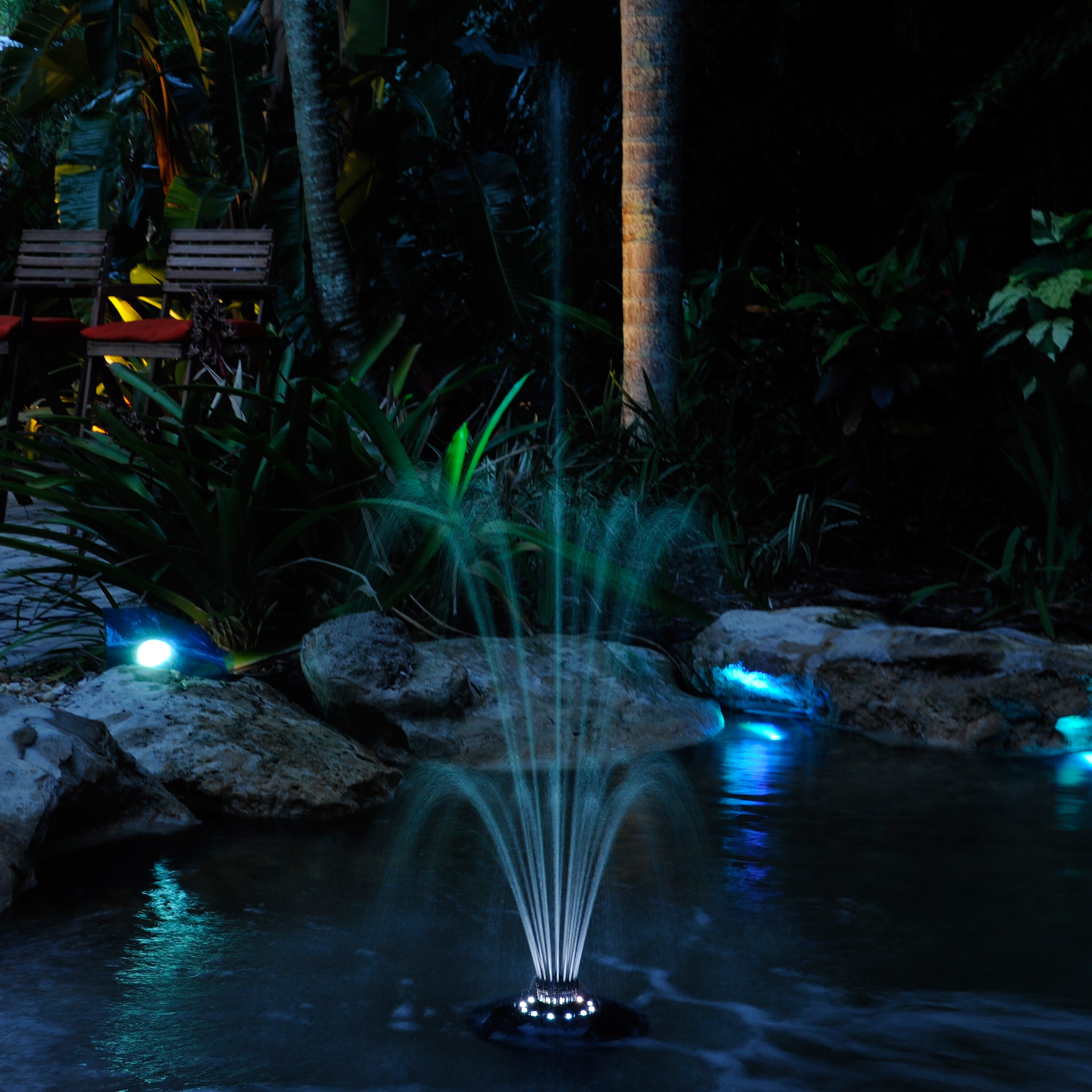 pond boss Black Pond Floating Fountain with Lights at