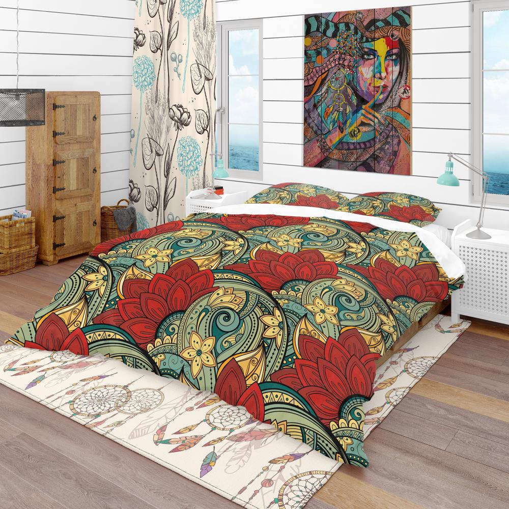 Designart BED18600-T 3 -Piece Red Twin Duvet cover Set