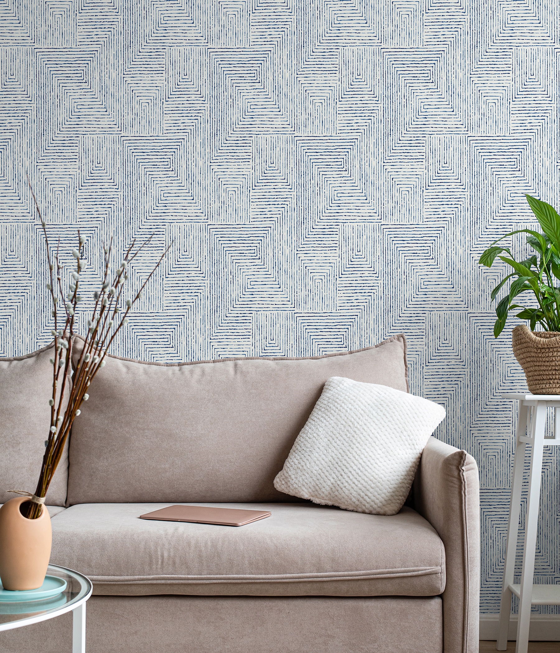 Scott Living x Nuwallpaper 3075sq ft Cream Weser Vinyl Geometric Peel  and Stick Wallpaper SLS4296  RONA