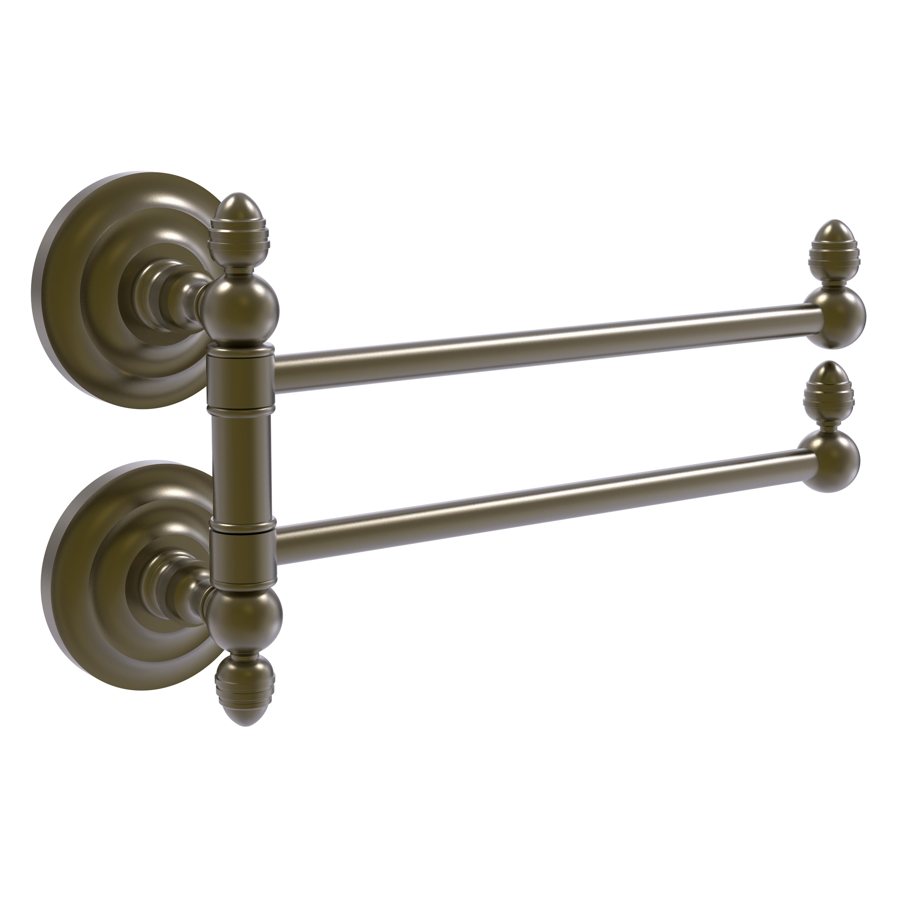 Allied Brass QN-GTB-2-ABR Que New 12-in double Antique Brass Wall mount Double Towel Bar