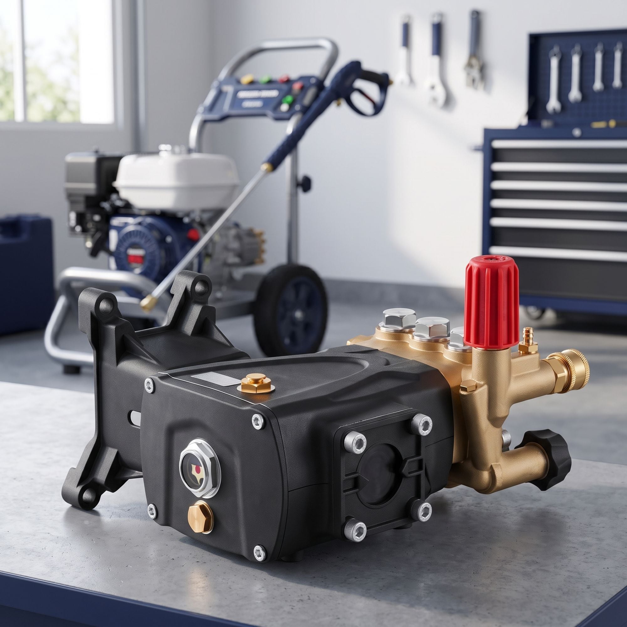 LauKingdom - 4000 PSI 4 GPM Pressure Washer Pump 1 Inch Shaft Horizontal Triplex Plunger Replacem...