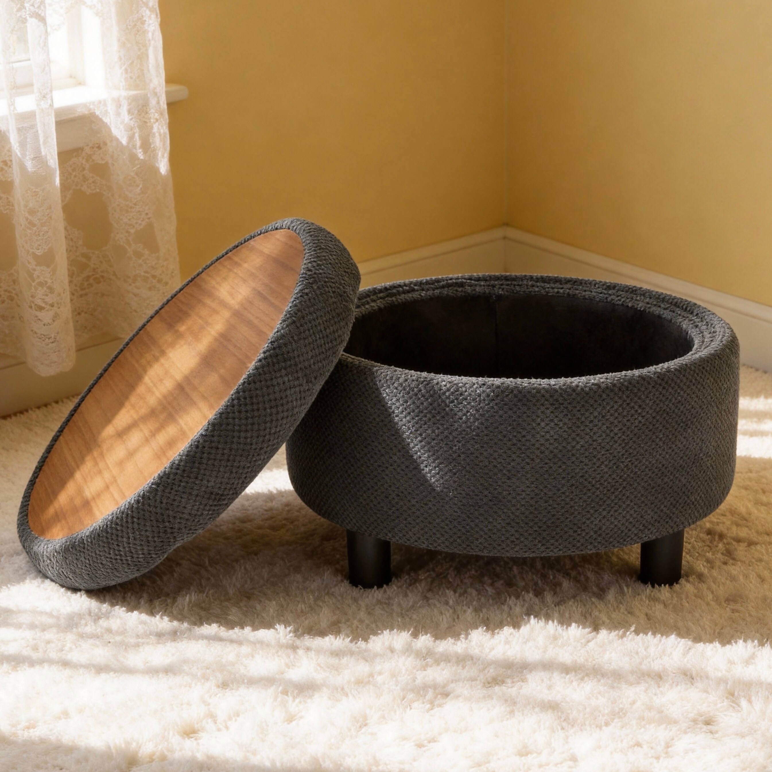 Aortzio DJ4003-DARK GREY Indoor-Ottomans - View #2