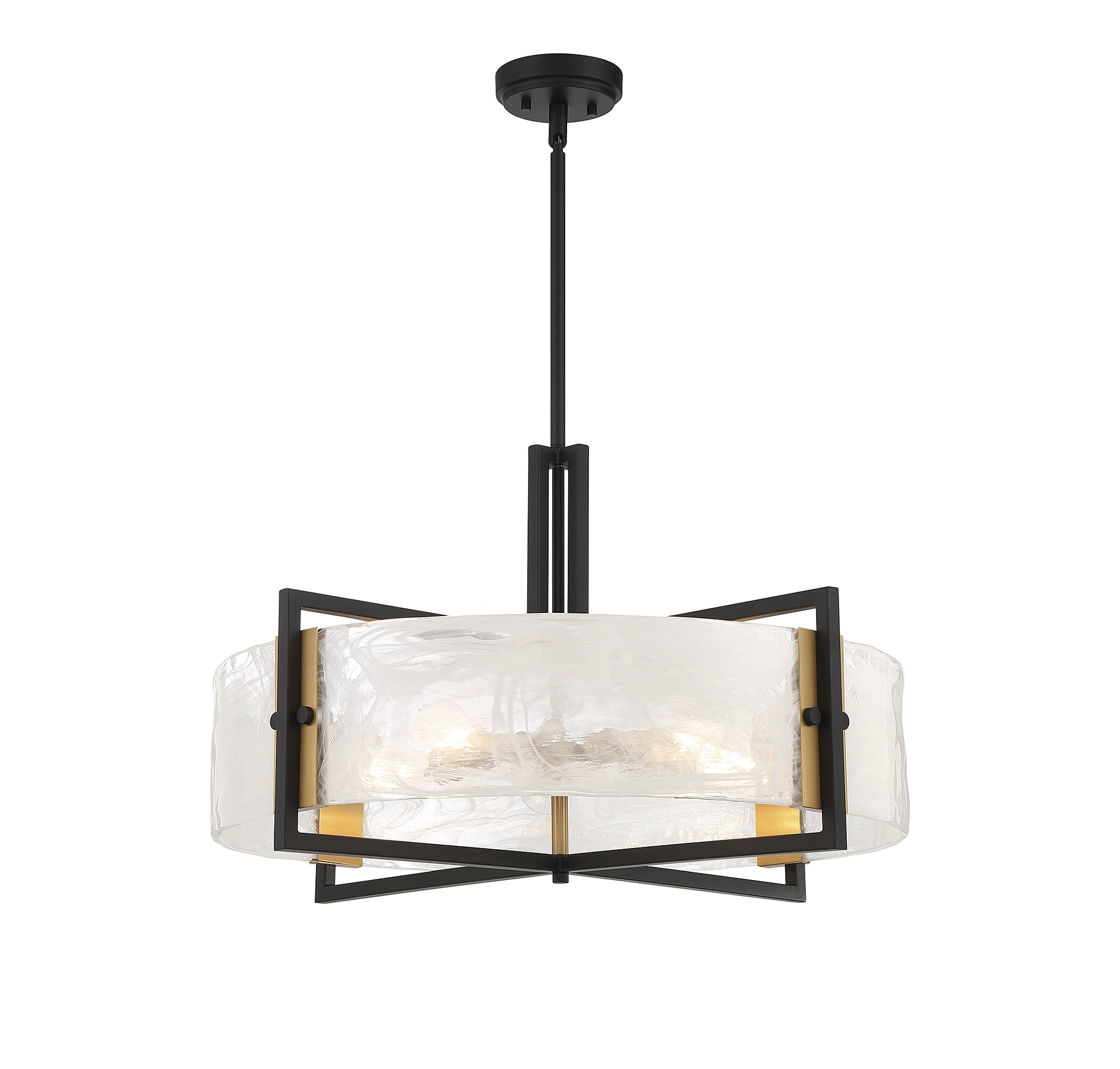 Hayward 5-Light Matte Black and Brass Pendant with Glass Shade