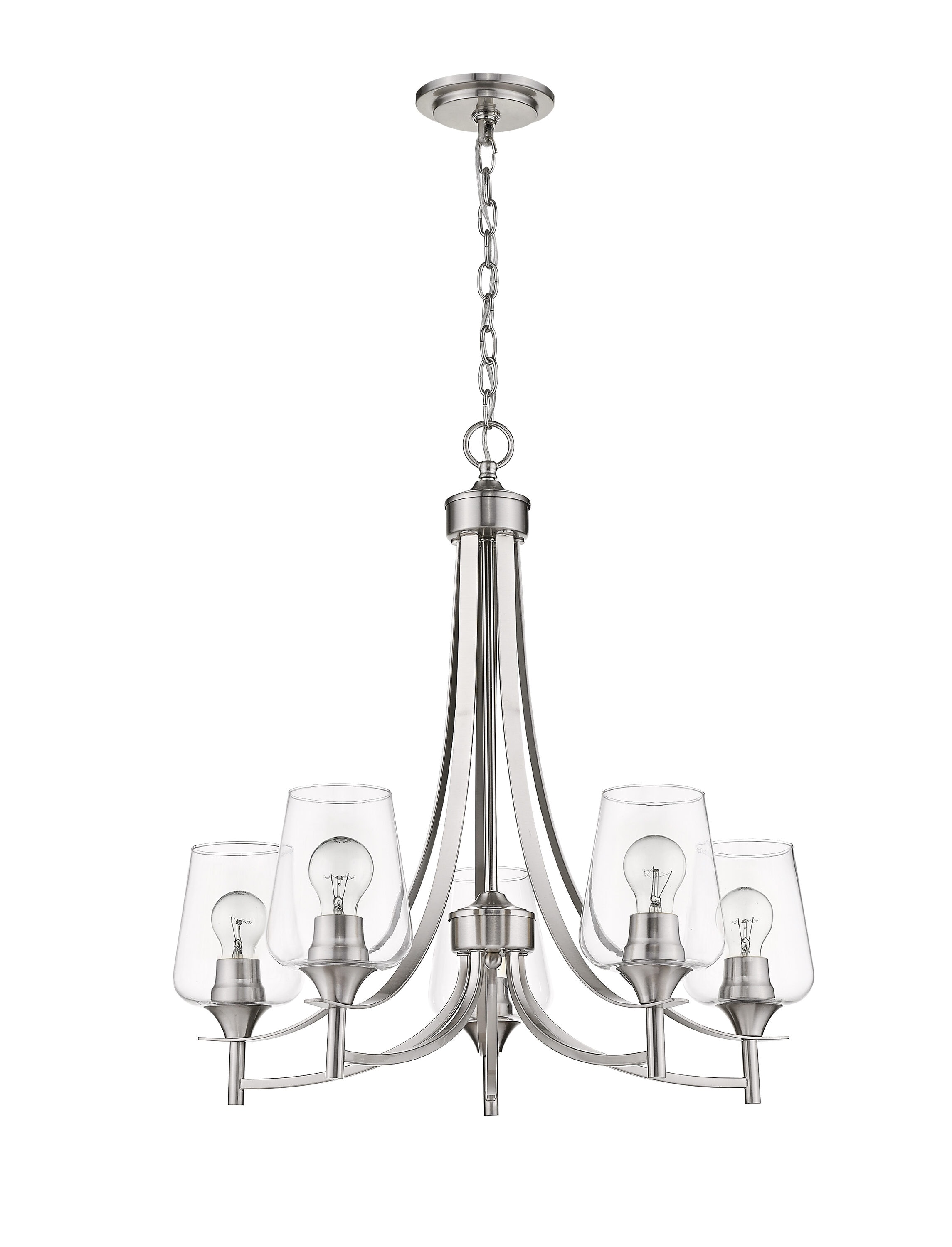 Joliet 5-Light Brushed Nickel Glass Shade Chandelier