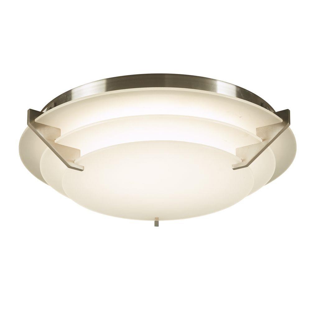 PLC Lighting 1544SN 1-Light 12.5-in Satin Nickel LED Flush Mount Light