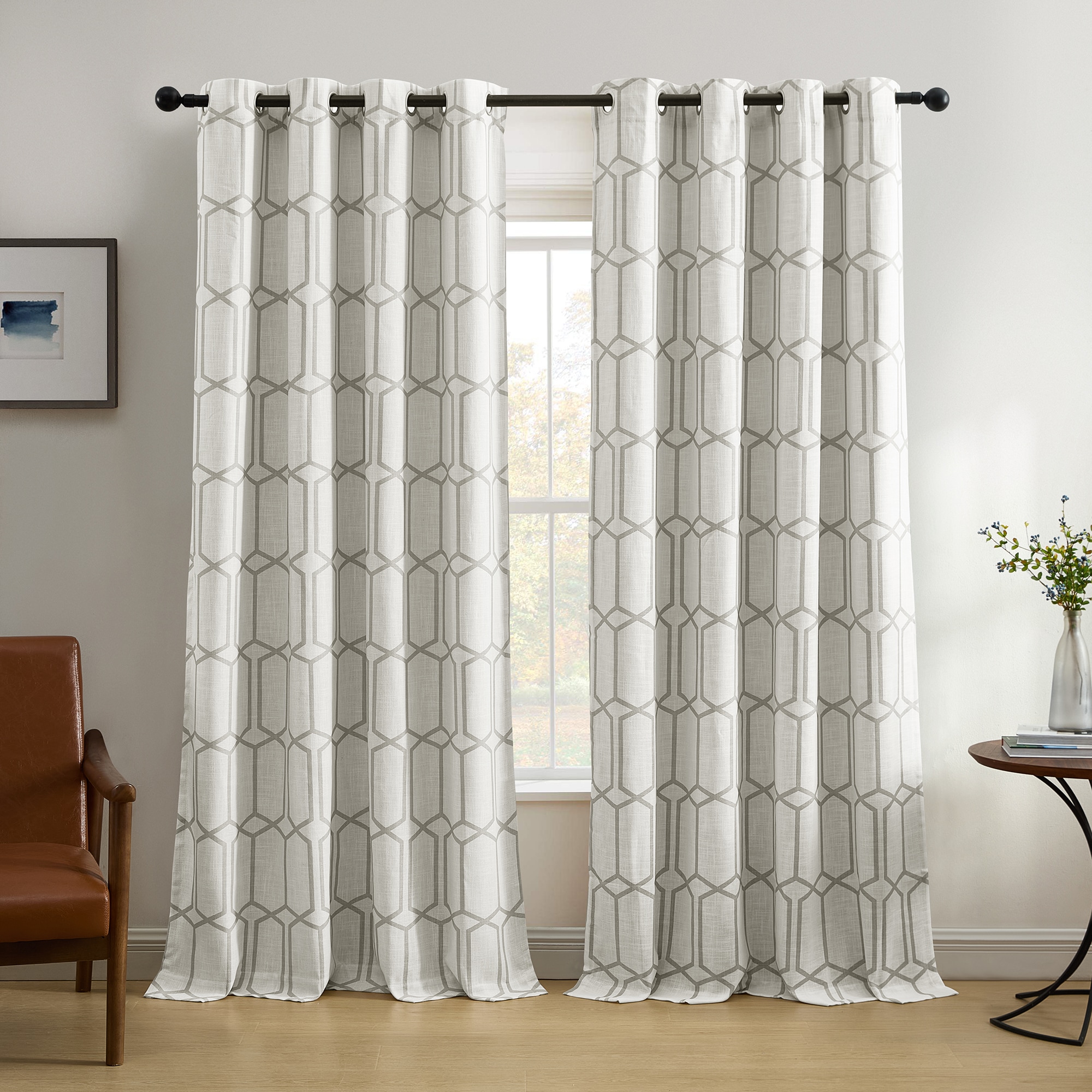 Elrene Home Fashions 026865929263 84-in Gray Geometric Room darkening Standard lined Grommet Single curtain panel