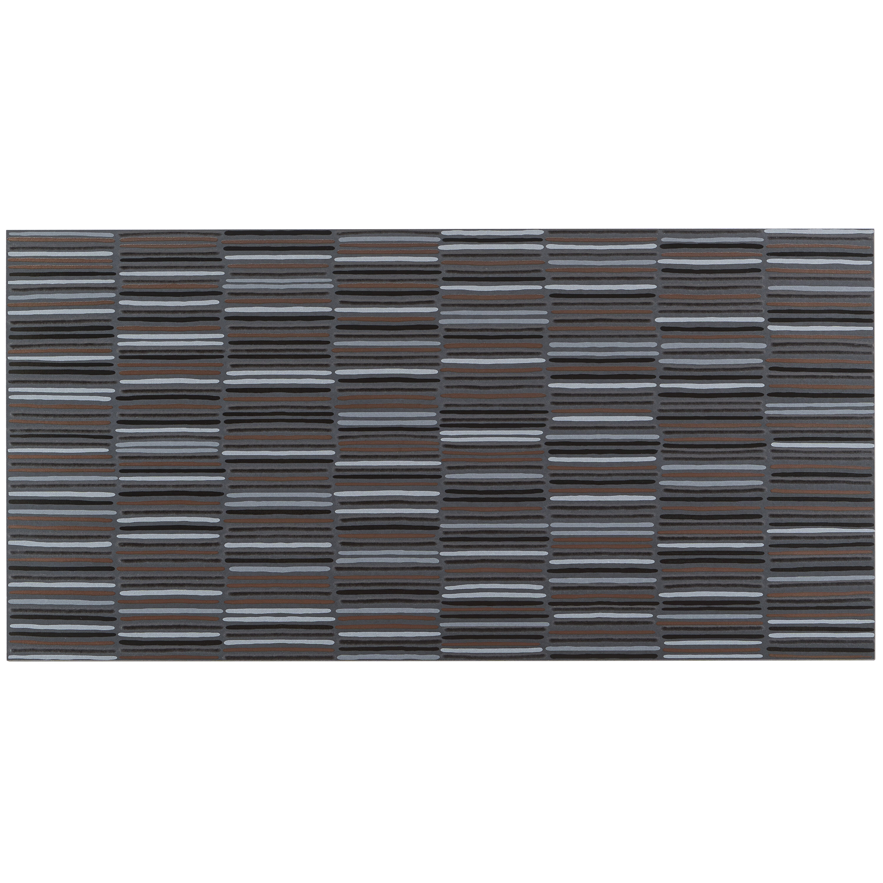 Artmore Tile EXT3RD105979 Sample - Akita Black 4-in x 8-in Polished Porcelain Patterned Floor and Wall Tile