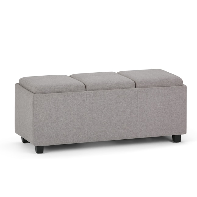 Simpli Home Avalon Modern Cloud Grey Storage Ottoman in the Ottomans & Poufs  department at