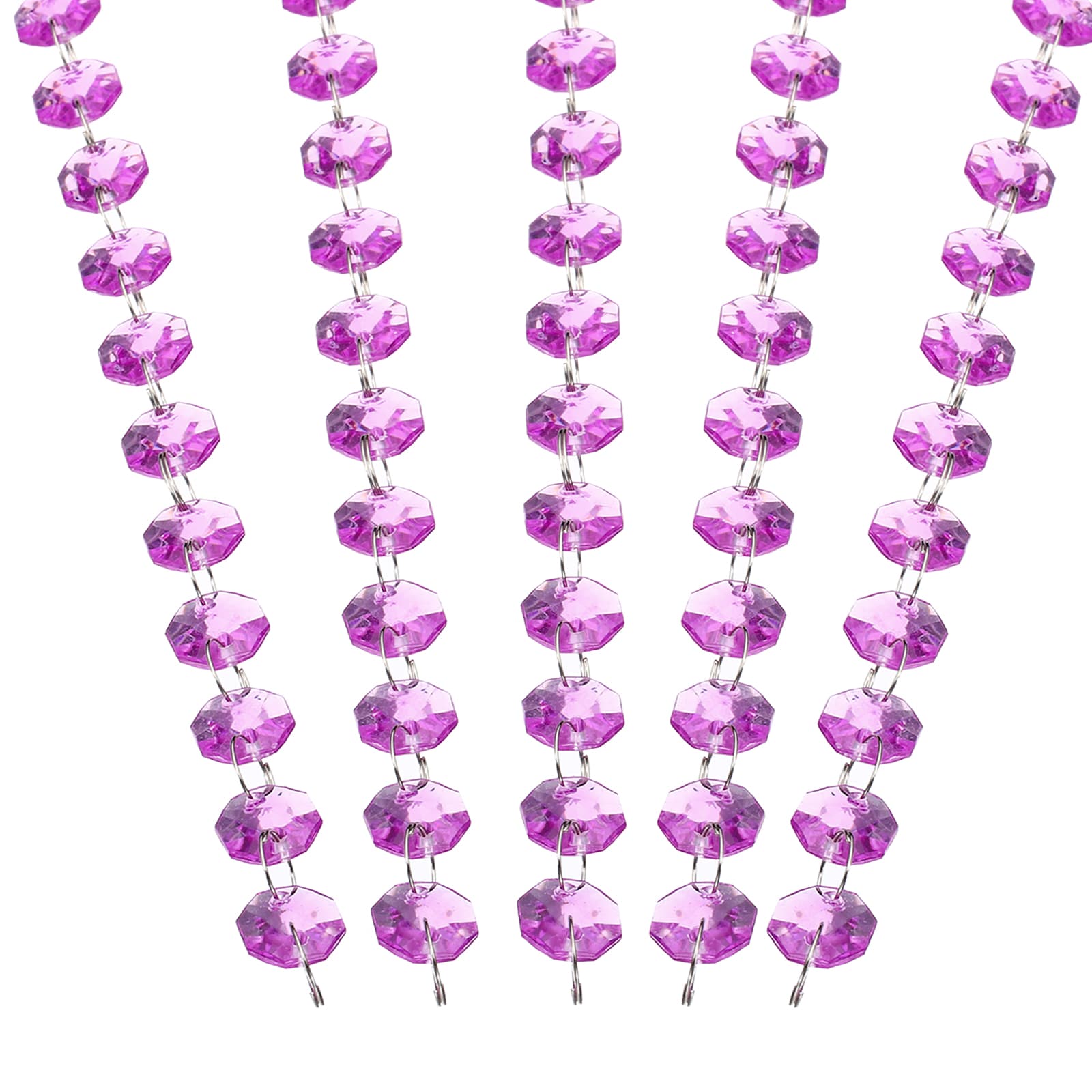 PATIKIL 14 mm Crystal Garland Strands 32.8 Ft Acrylic Octagon Chandelier Bead Chains String for DIY Craft Wedding Party Home Decorative Jewelry Making Purple