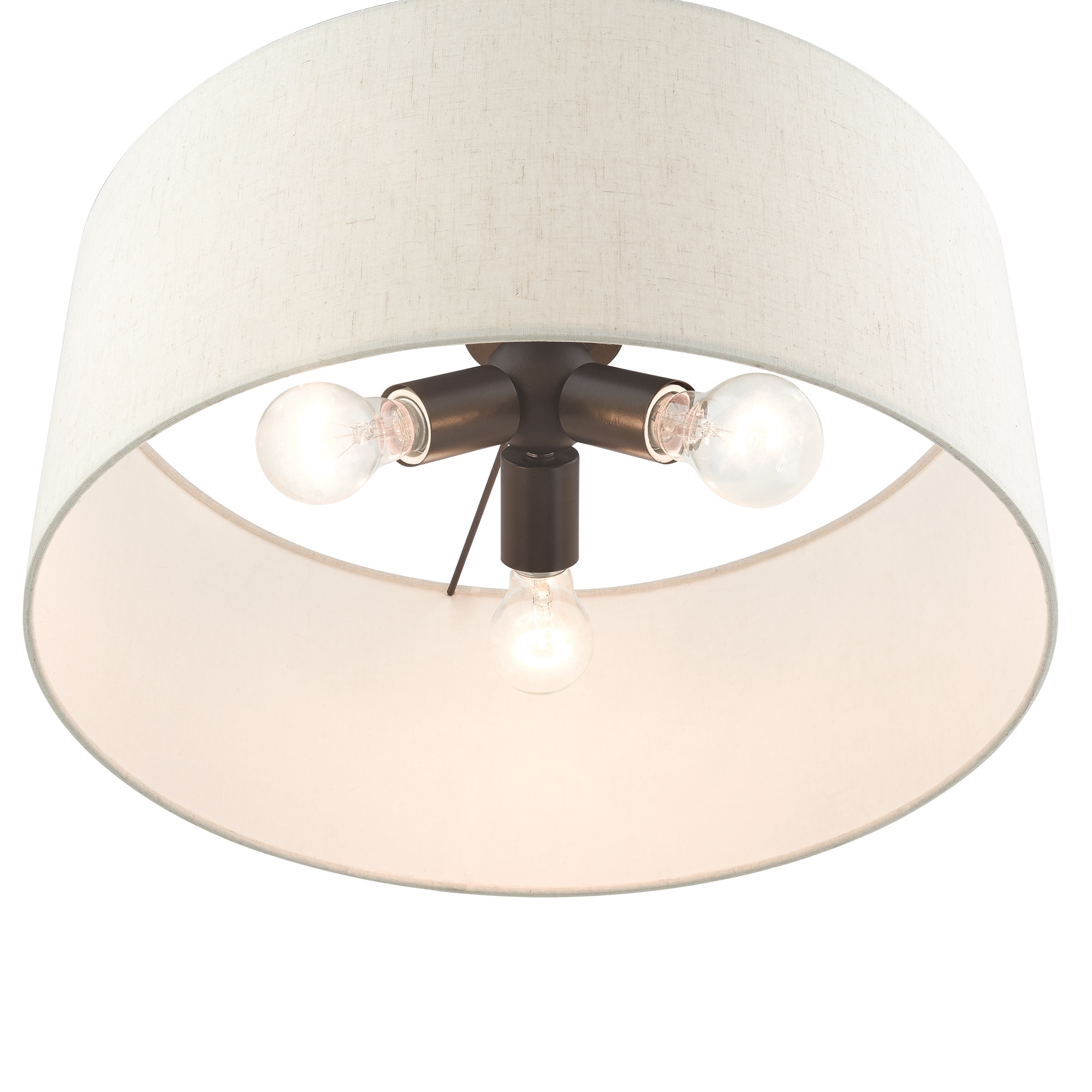 Meadow 3-Light English Bronze Drum Pendant with Oatmeal Shade