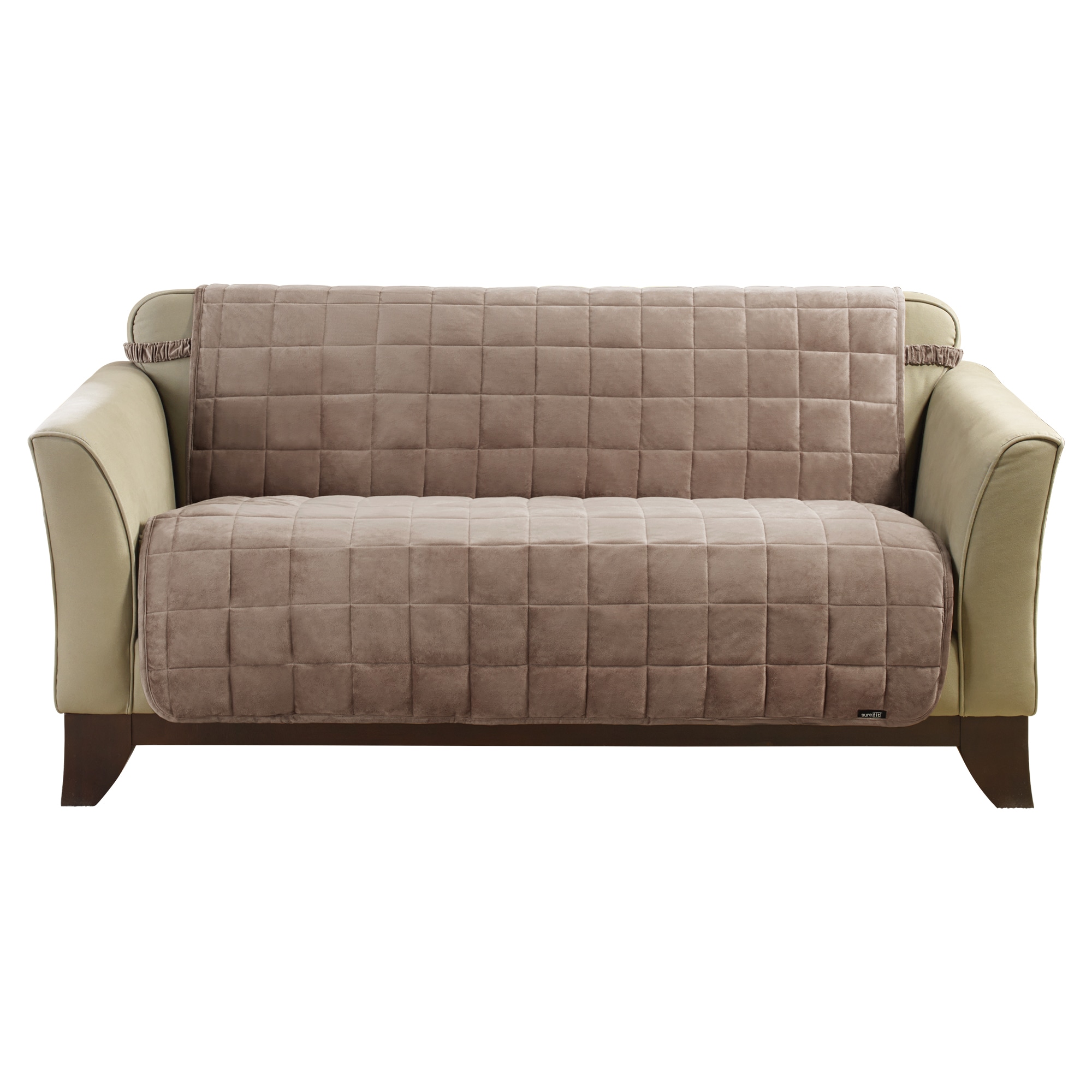 Sable Quilted Velvet Armless Loveseat Furniture Cover