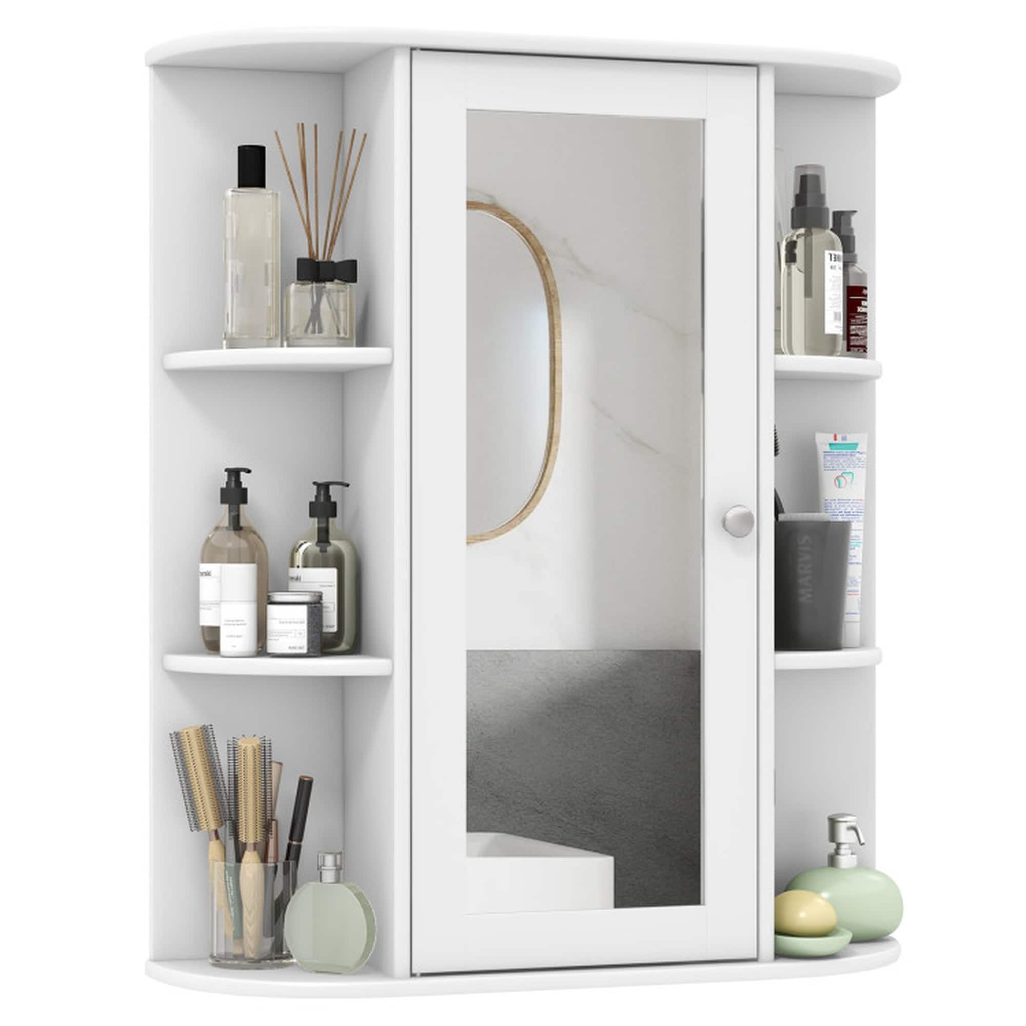 Boyel Living Bathroom Wall Medicine Cabinet with Mirror Door Removable and Adjustable Shelves - White