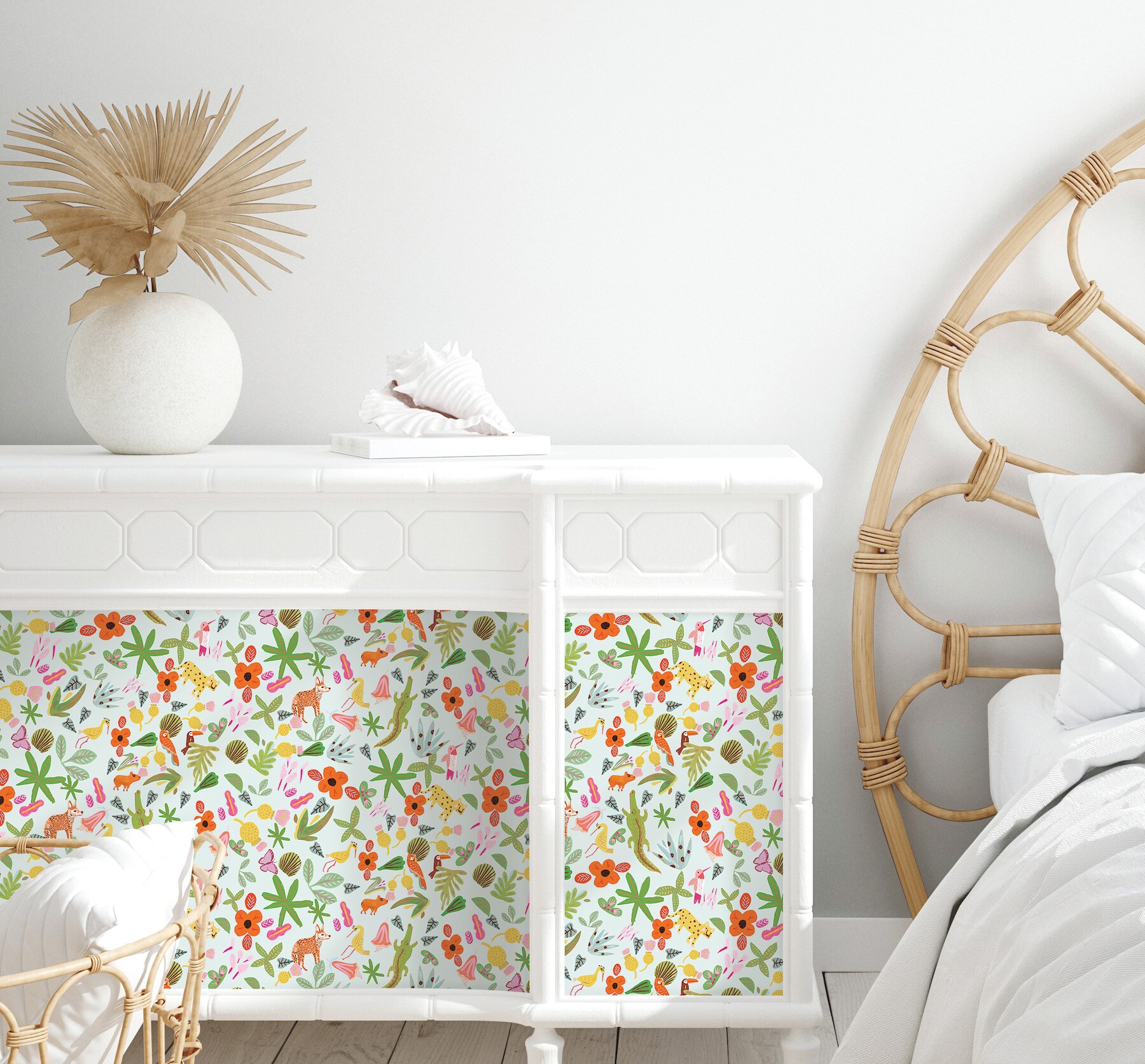 RoomMates RMK12158RL 28.29-Sq. Feet Blue Vinyl Floral Self-adhesive Peel and Stick Wallpaper