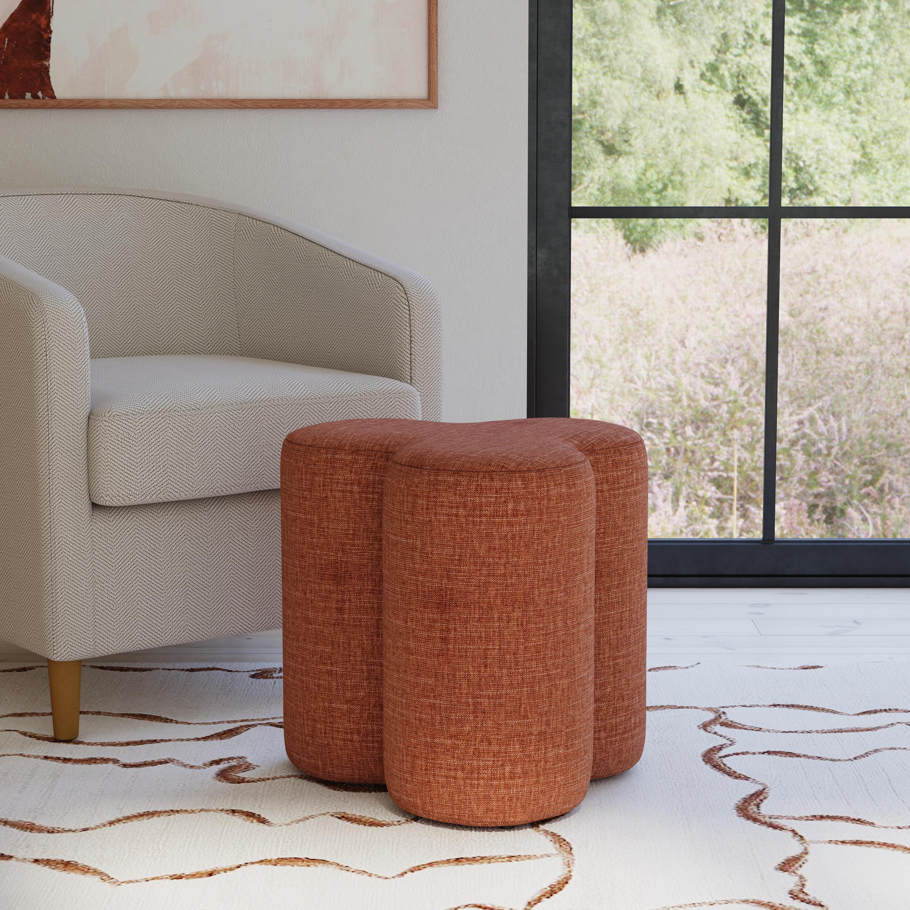HomePop K8748-B323 Modern Rust Chenille Chenille Ottoman