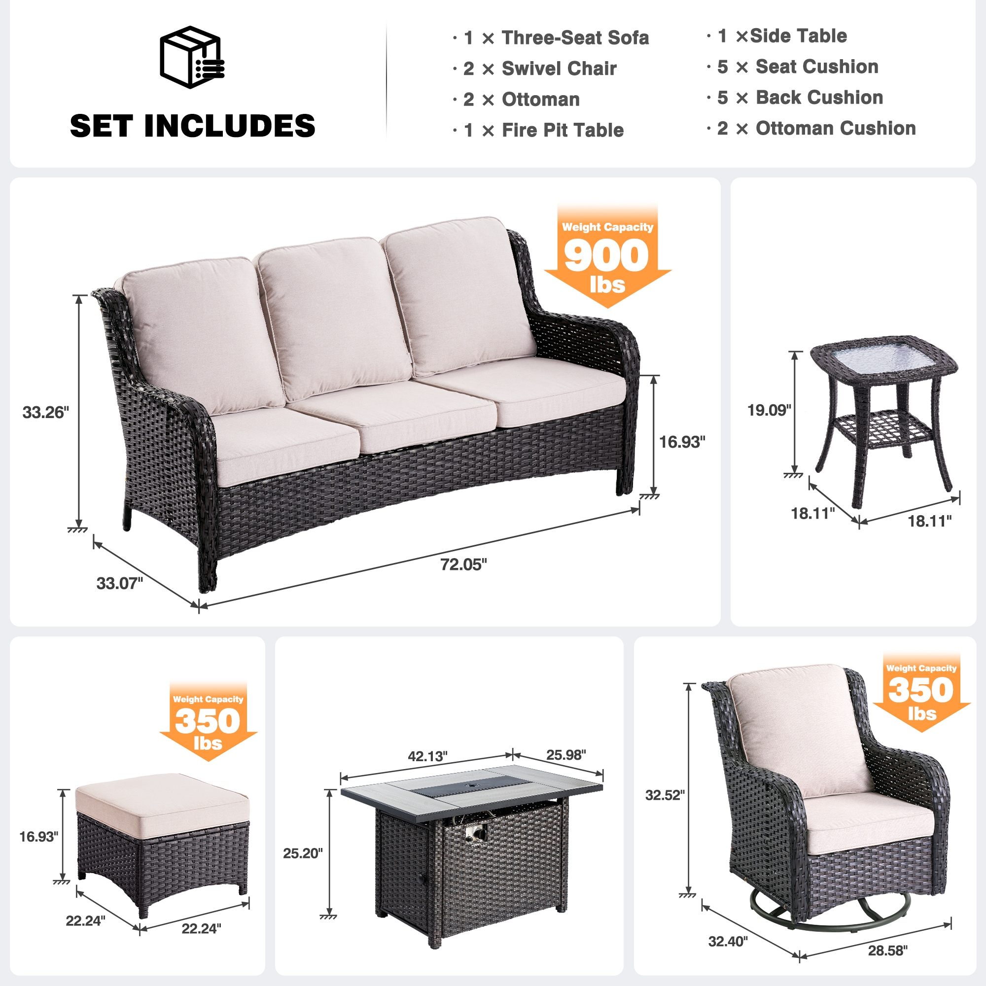 Ovios RFP-NTC606Y Patio-Conversation-Sets - View #9