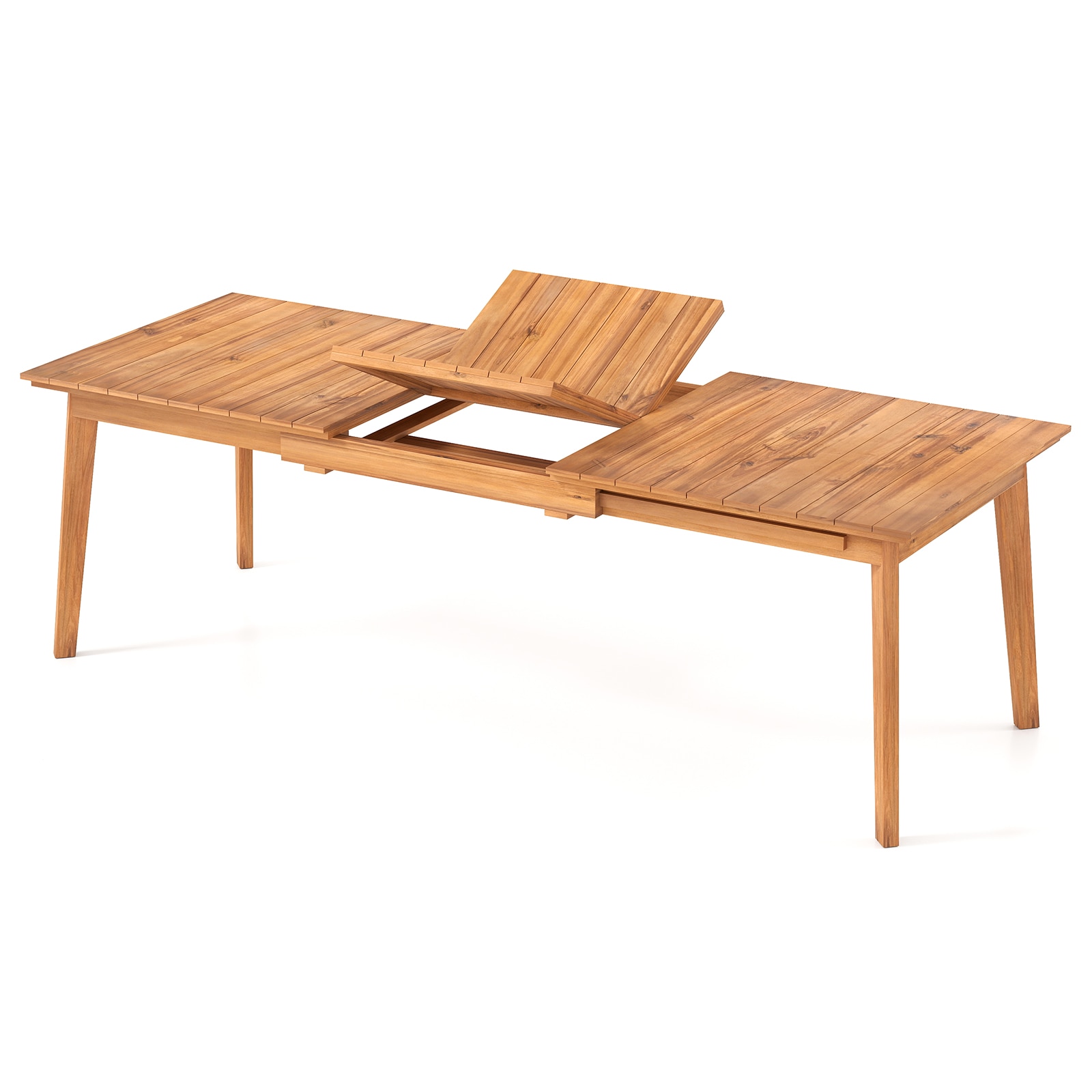 SUGIFT Rectangular Extendable Outdoor Dining Table 36-in W x 71-94-in L in Natural Teak Wood