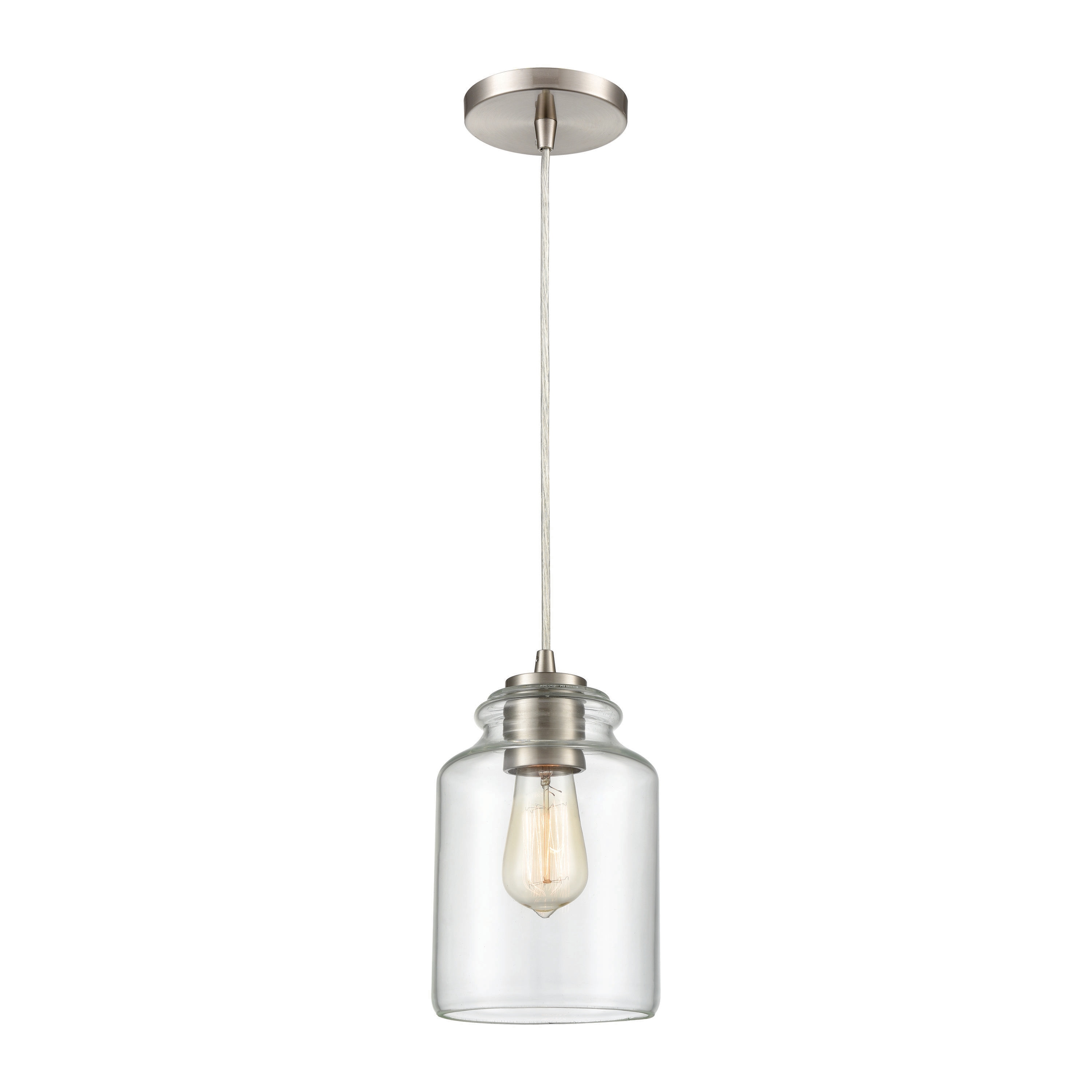 Westmore by ELK Lighting LWPN-210920086 Cirrus 1 -Light Satin Nickel Transitional Bell Mini Hanging Pendant light