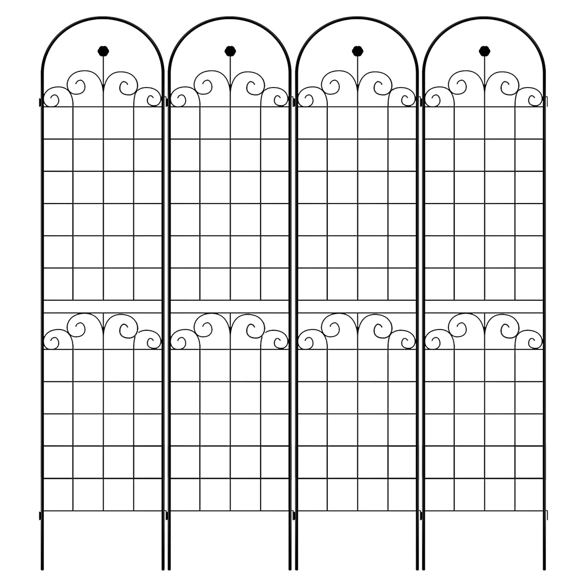 Damerin ZLY-11F Garden Trellises 19.7-Inches W x 86.7-Inches H Black Iron Fence Garden Trellis For Climbing Plants For Cucumbers For Roses For Tomatoes
