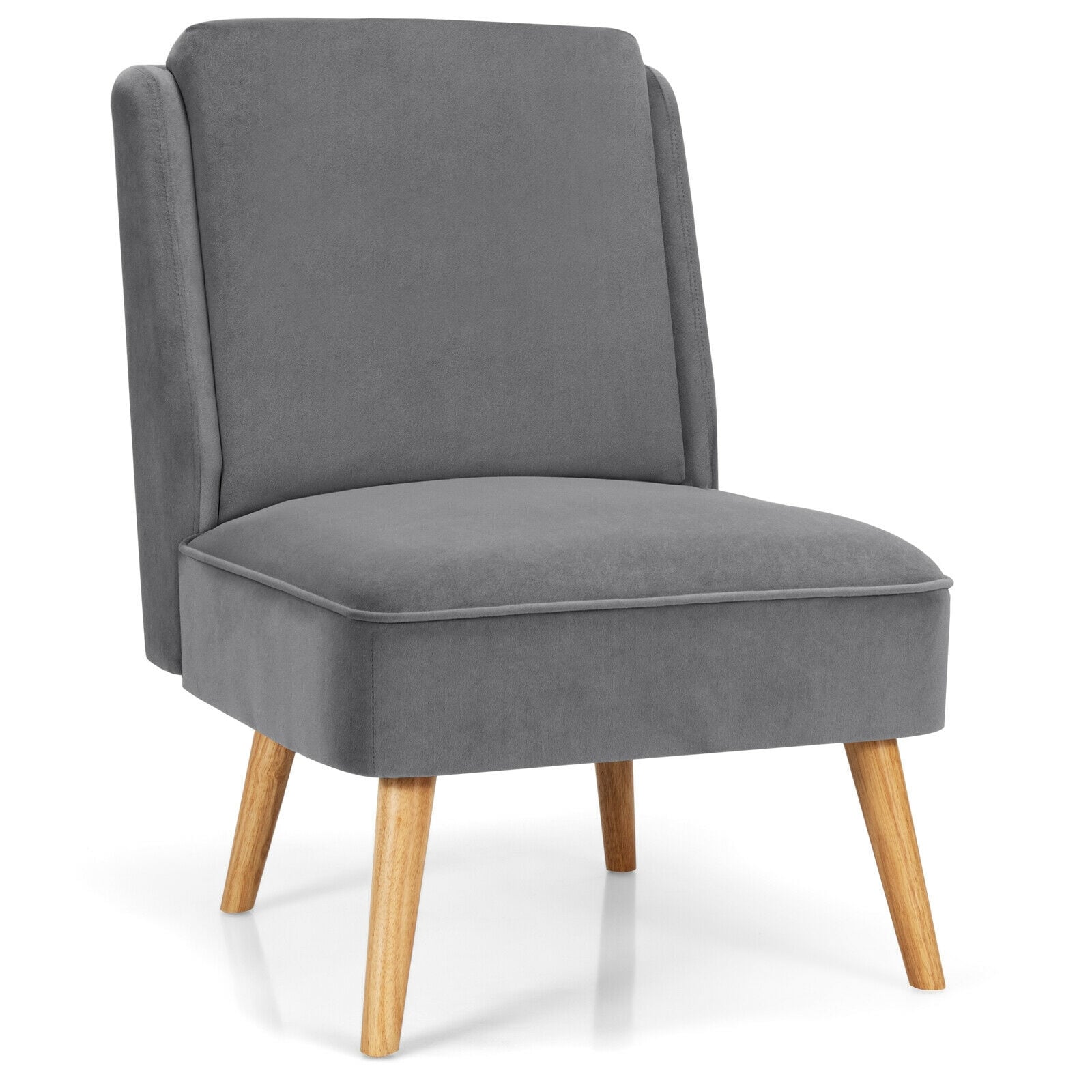 Slickblue D-CO-SH08576WH 1 Piece Gray Velvet Accent Chair with Removable Back Cushion for Living Room Bedroom or Reading Nook