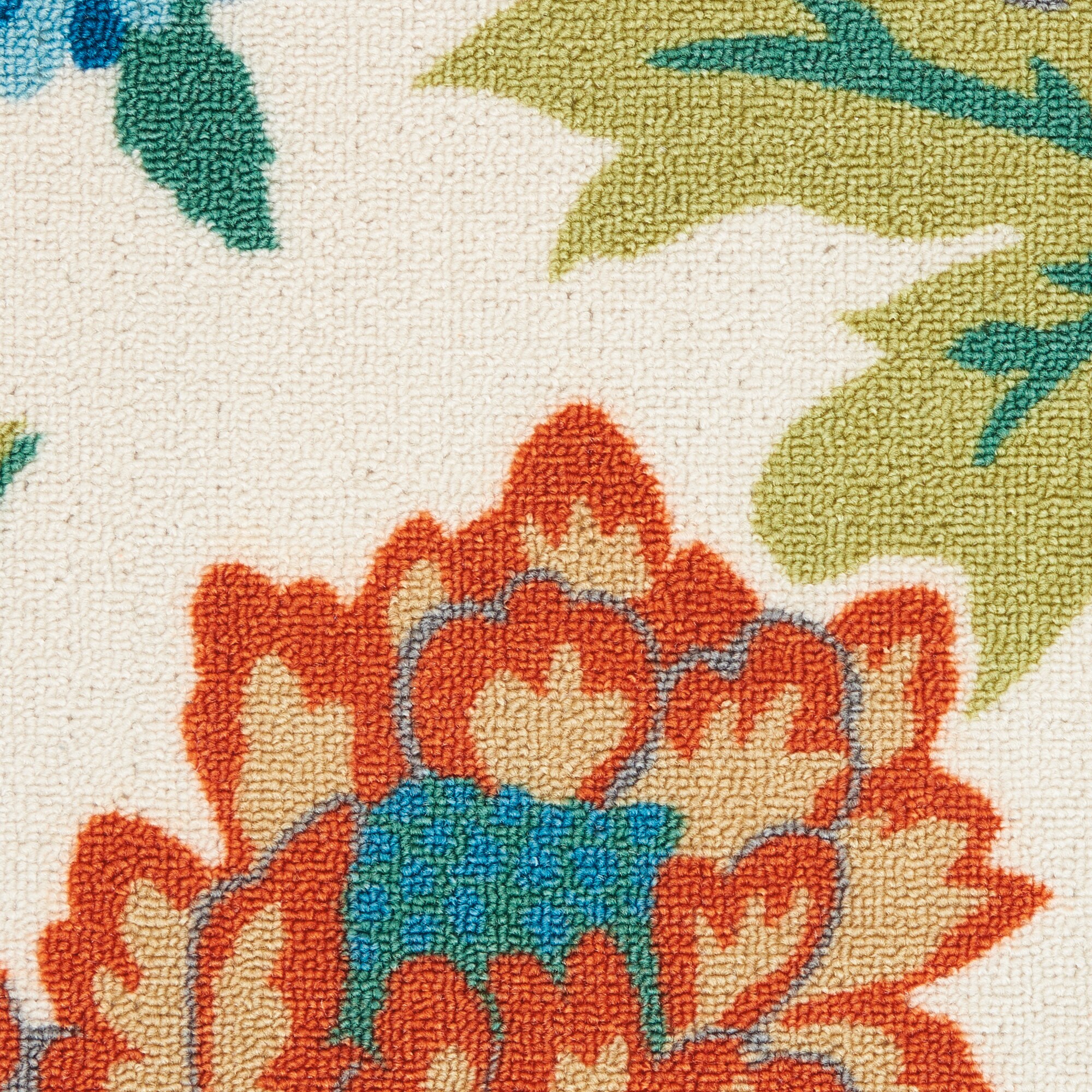 Ivory Multicolor Floral 4' x 6' Synthetic Indoor/Outdoor Rug