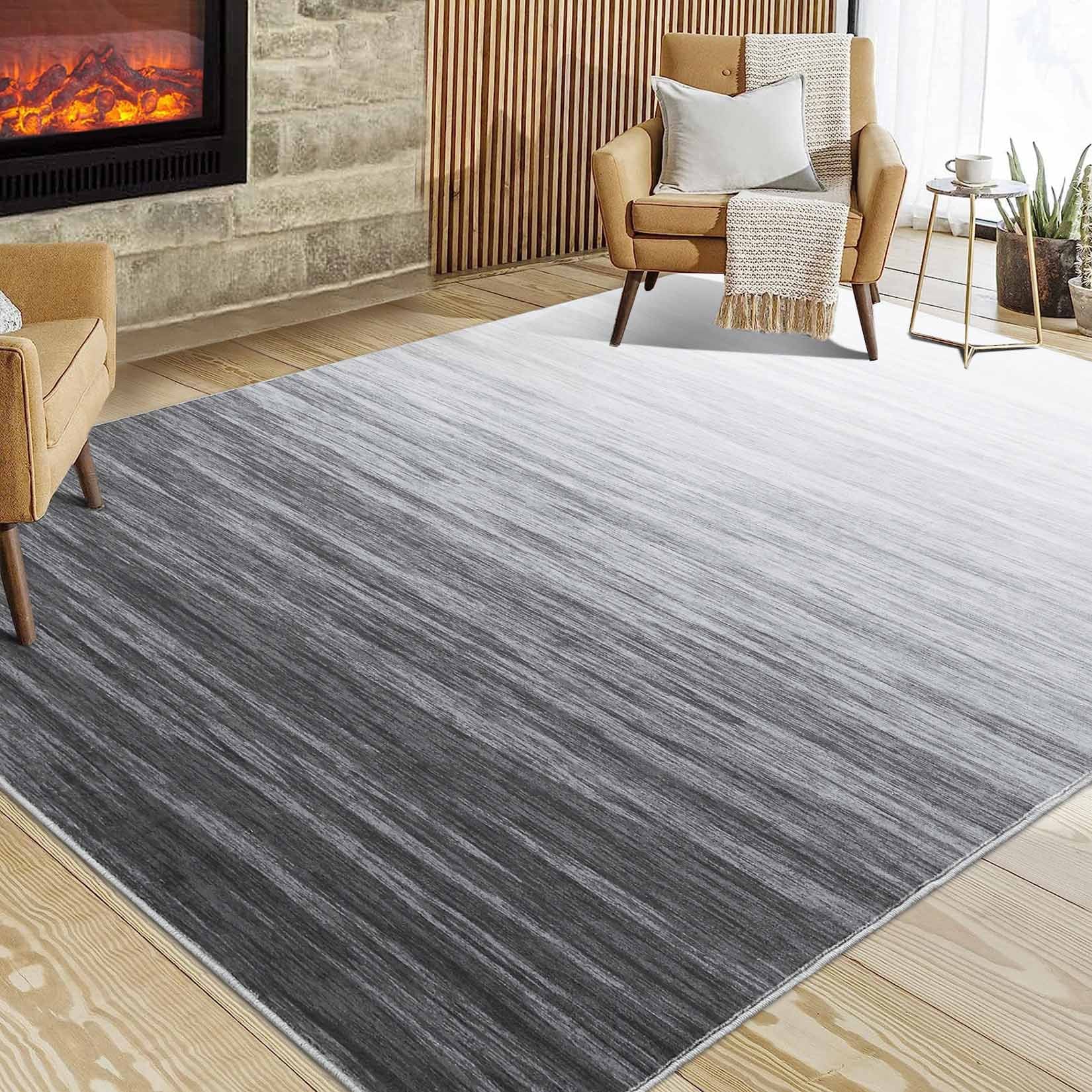Garvee YXY-LO-PHO-11SW6R81 4 x 6 (ft) Loomed Polyester Gray Rectangular Indoor Ombre Mid-Century Modern Machine washable Area rug
