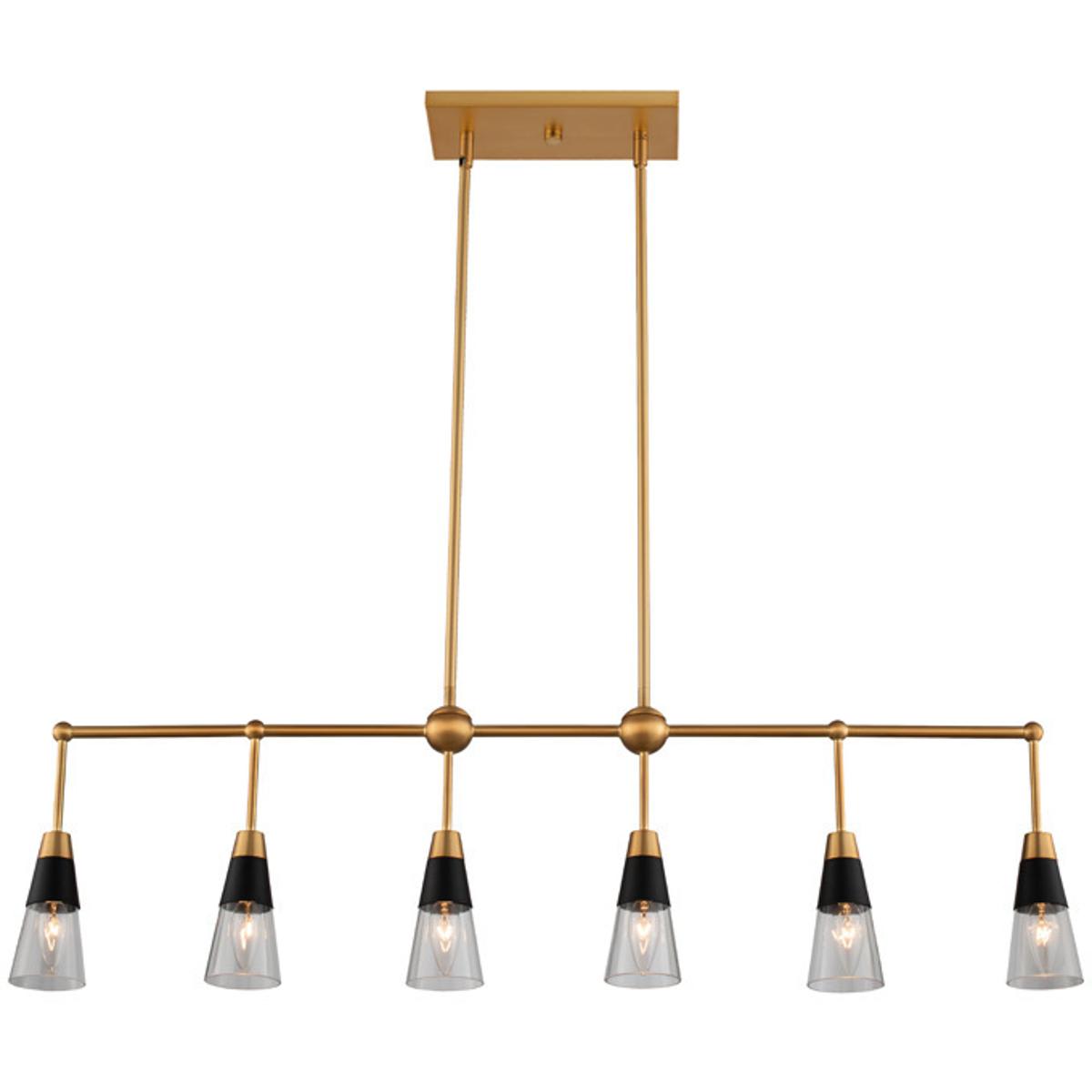 Kalco Lighting  513161BNB Ponti Island Linear Ceiling Light in Matte Black With New Brass