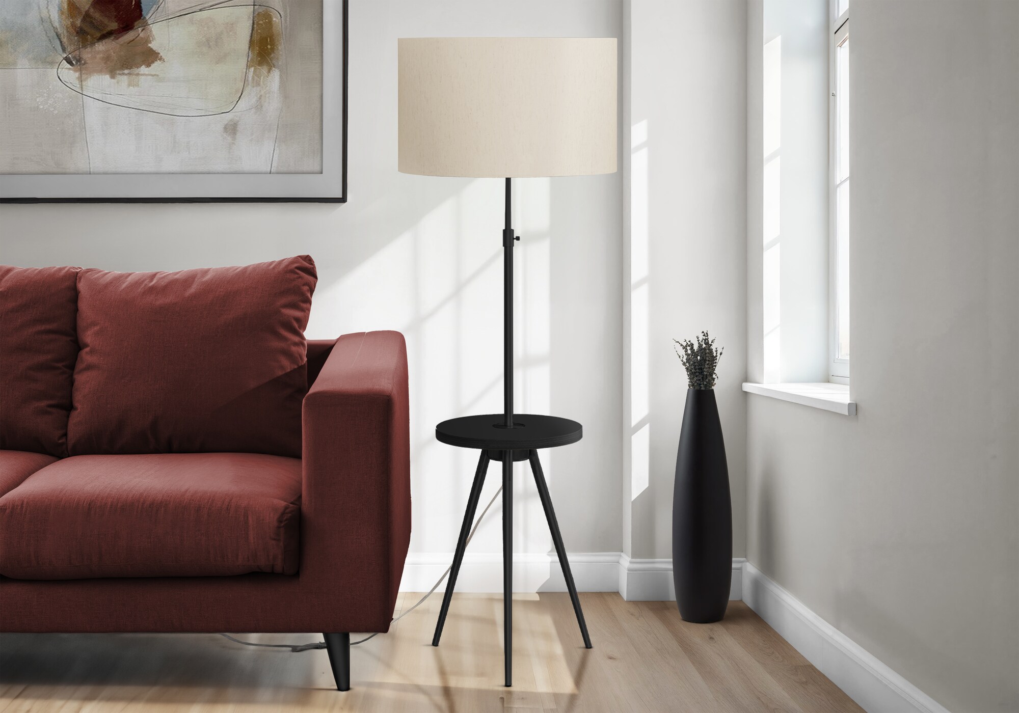 LOVMOR Lighting Floor Lamp 63inh Black Metal Ivory / Cream Shade ...