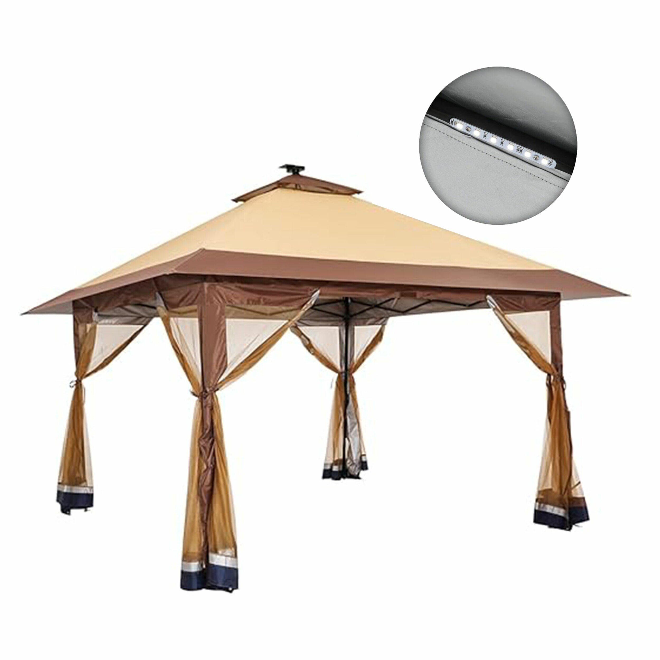 SUNTIME 325084 12-Feet x 12-Feet Square Brown Pop-up canopy