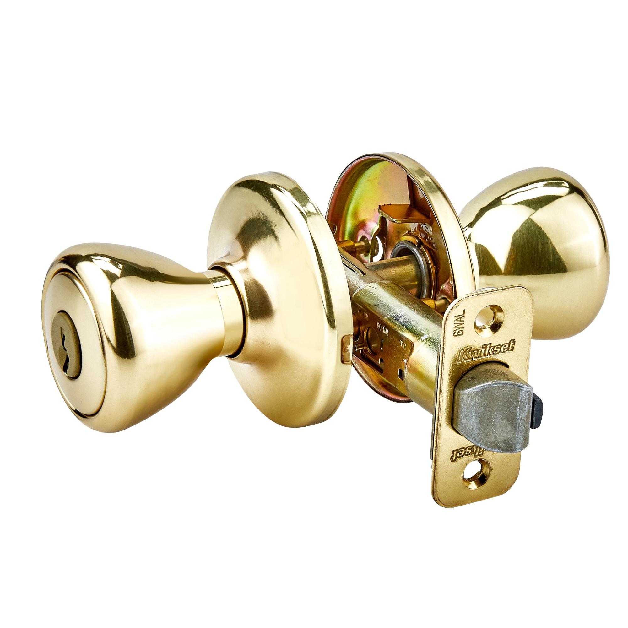 Kwikset Security Tylo Polished Brass Keyed Entry Door Knob at