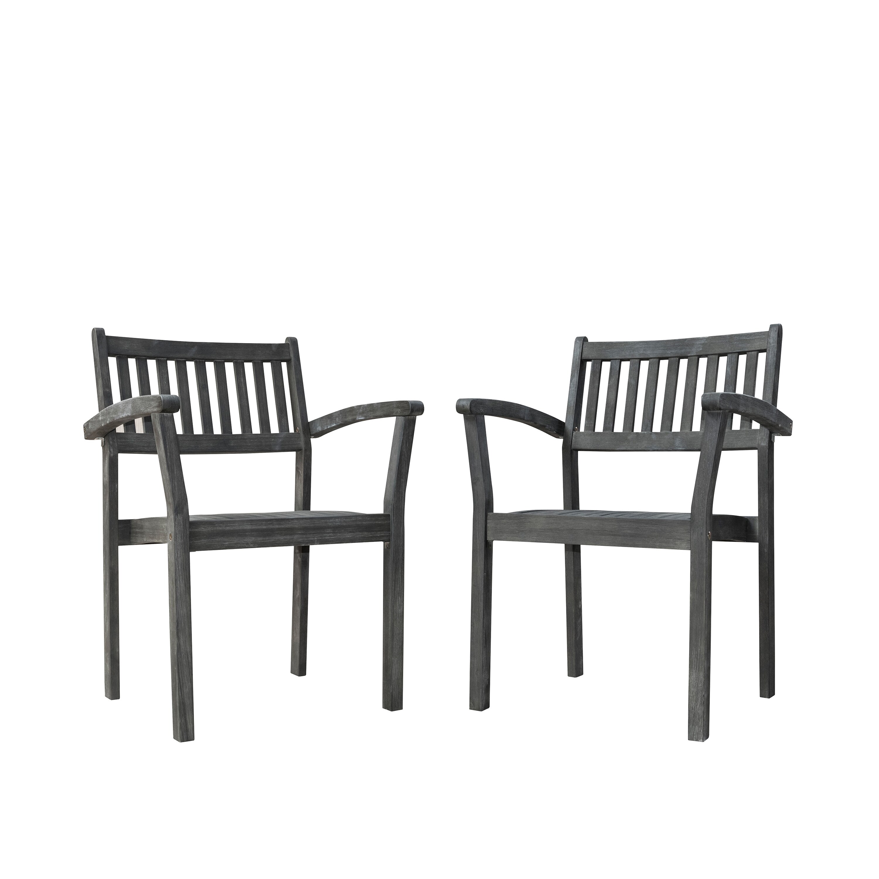 AHIOU HOME ZAAHG-V1805AC Evelyn Set of 2 Stackable Gray Wood Frame Stationary Dining Chair with Slat Seat