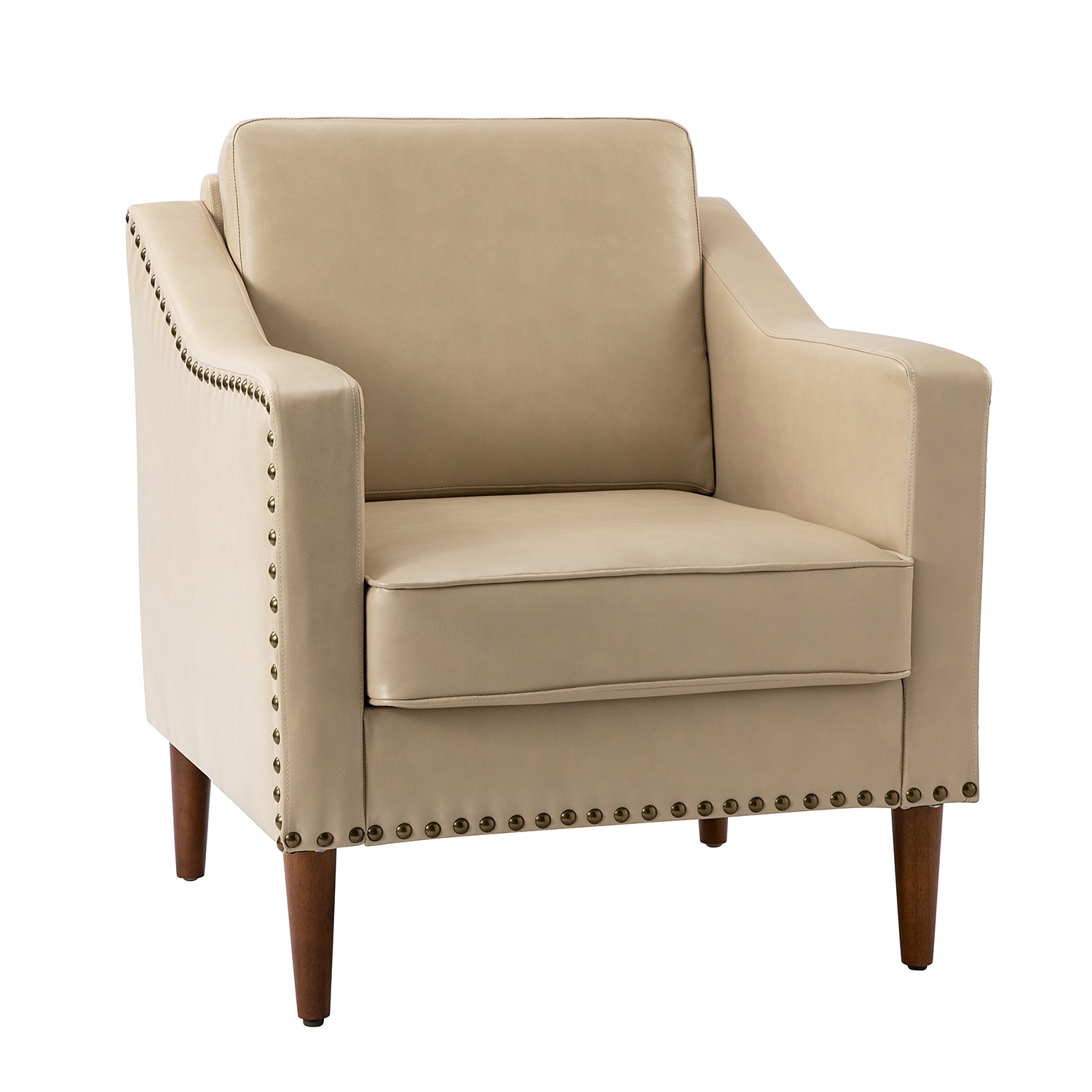 14 Karat Home - Bonita 30-in W Casual BEIGE Faux leather Accent Armchair