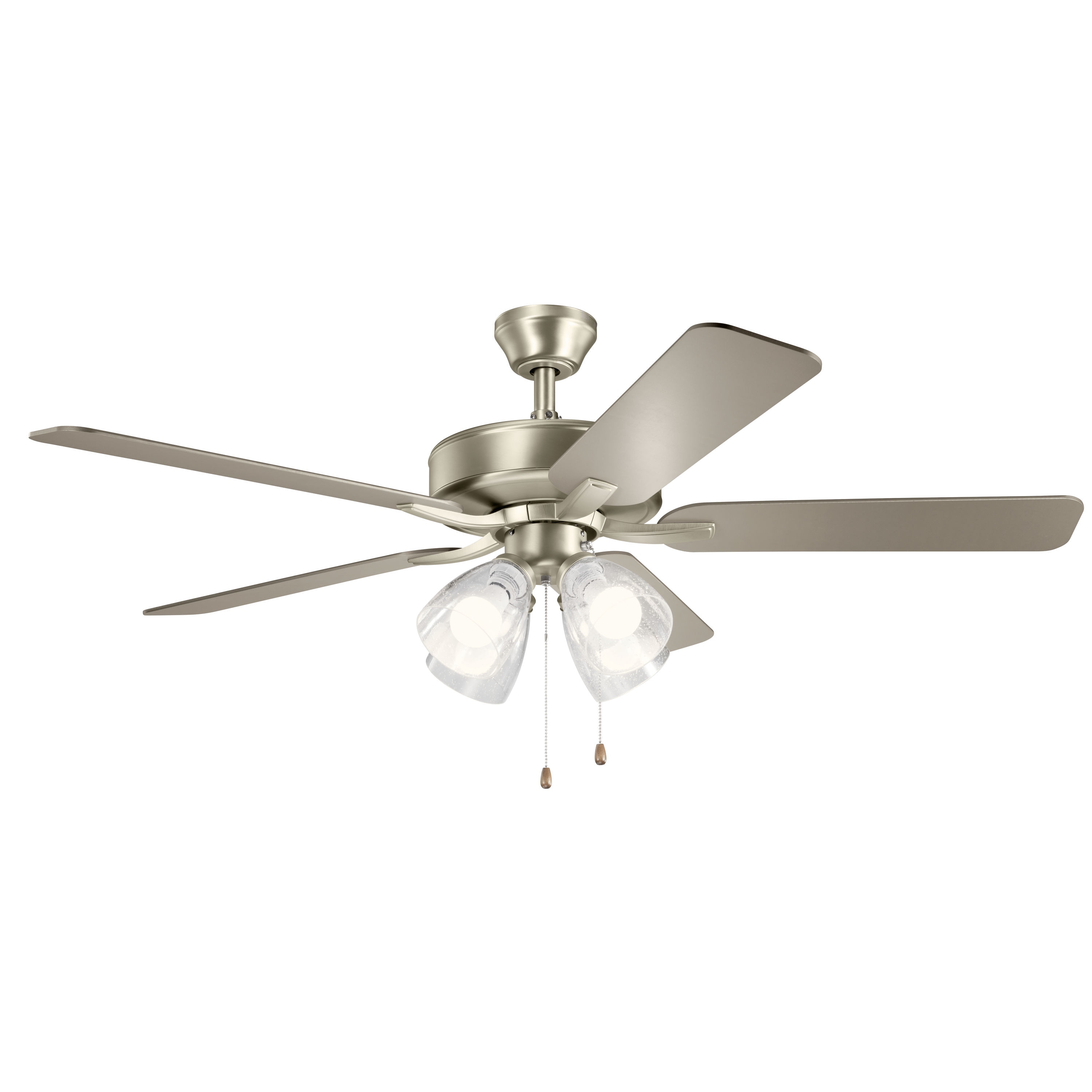 Kichler 330016NIS Basics Pro Premier 52-in Brushed Nickel with Walnut/Silver Blades Ceiling Fan With Light ( 5 -Blade )