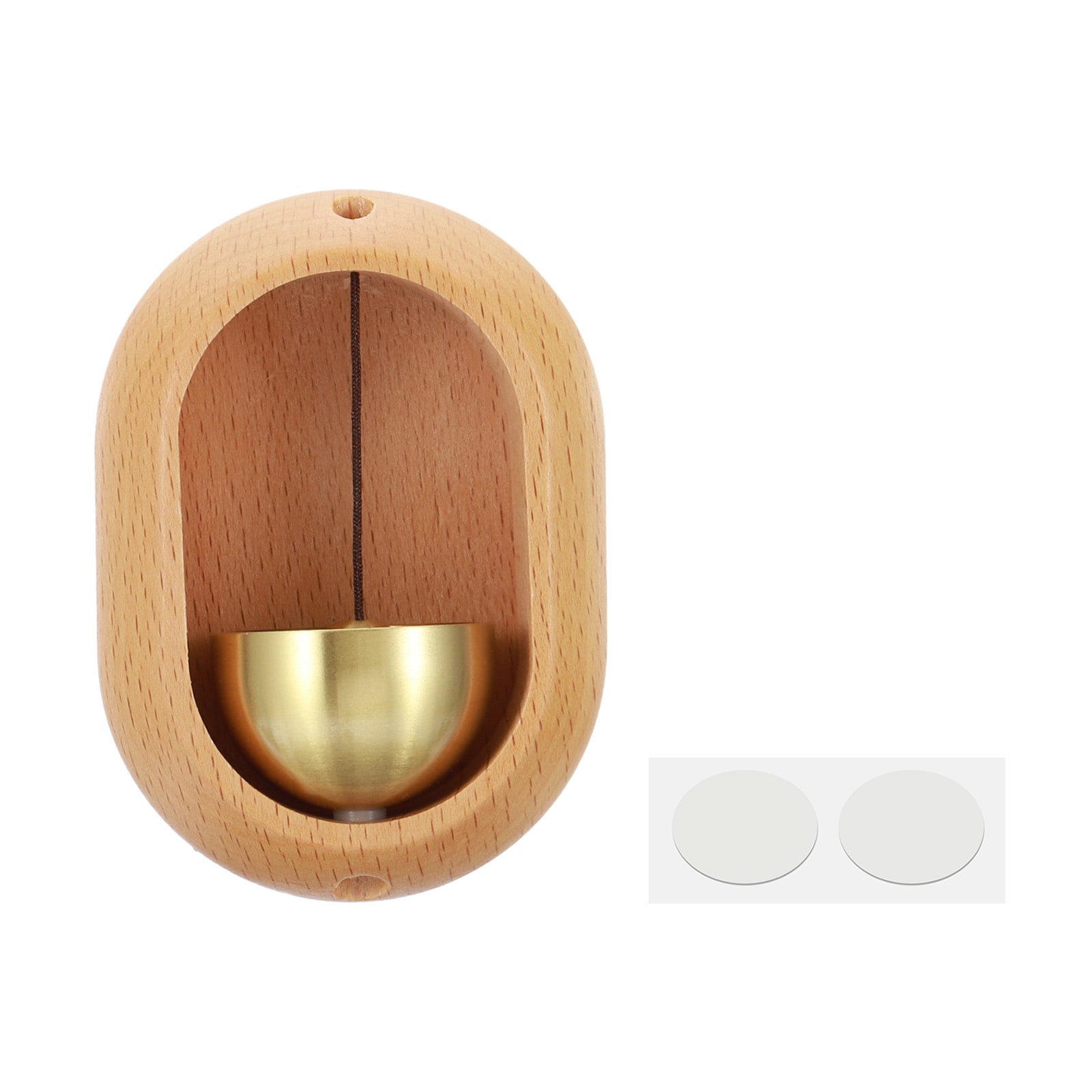 PATIKIL Shopkeepers Bell Wood Door Chime Hanging Magnetic Door Bell Jingle Bells Animal Metal Doorbell with Self-adhesive for Door Opening Business When Entering Decoration Beige Oval #S26011400UX1177