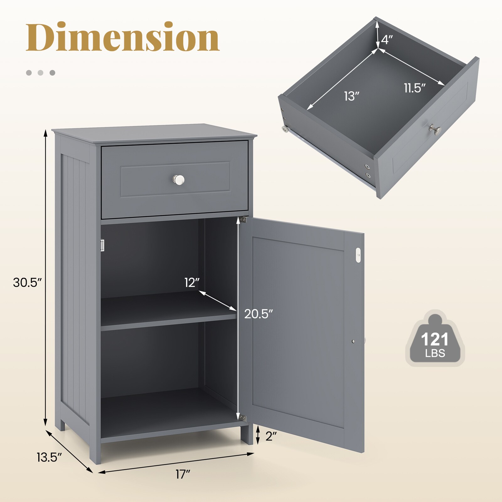 LIVIZA BTJ7919GR Linen-Cabinets - View #3
