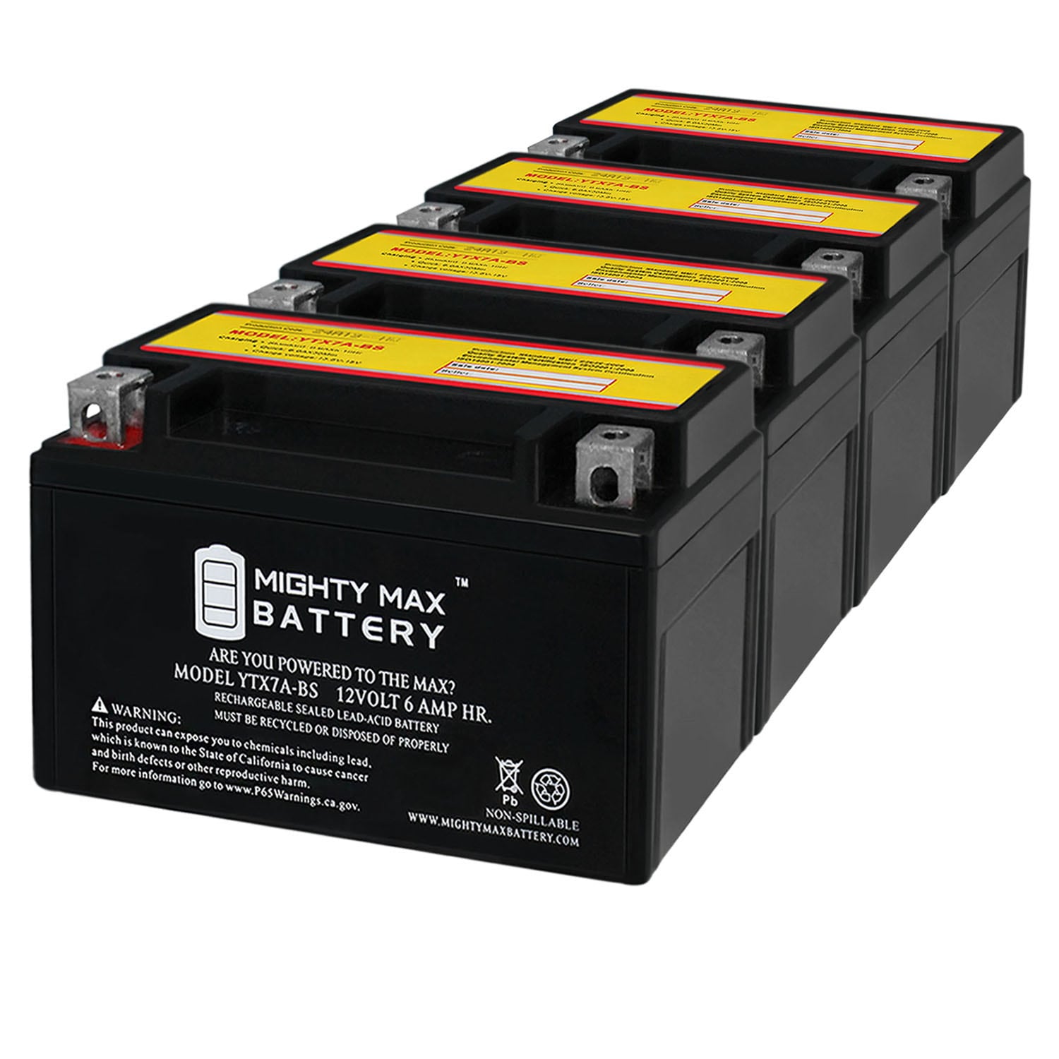 Mighty Max Battery MAX3926520 YTX7A-BS replace ATV Quad Motorcycle Scooter Moped Rechargeable Sealed lead acid 1260 Backup power Batteries 4 -Pack