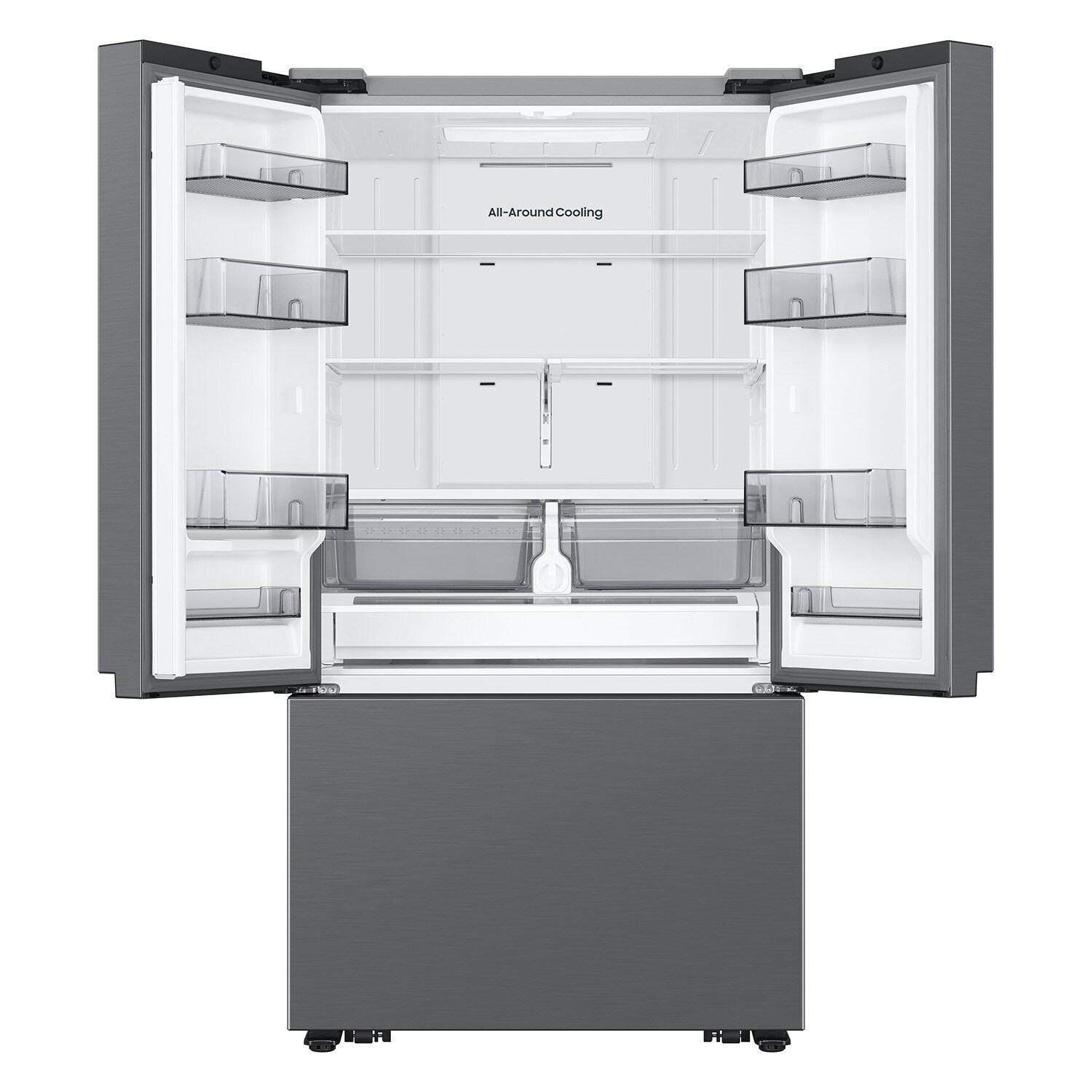 Samsung Counter-Depth Mega Capacity 27-cu ft 3 -Door Smart Compatible French Door Refrigerator with Dual Ice Maker ( Stainless Look ) ENERGY STAR Certified