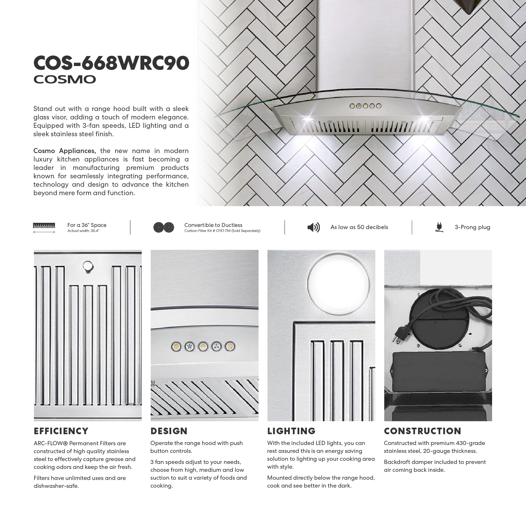 Cosmo COS-668WRC90 Wall-Mounted-Range-Hoods - View #4