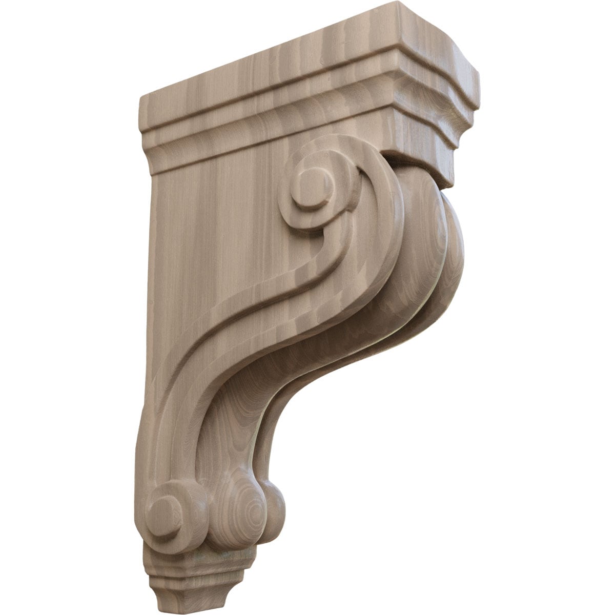 Ekena Millwork COR03X06X10TSWA 3.375-in x 6.5000-in x 10.5-in Unfinished Walnut Wood Paintable/Stainable Corbel