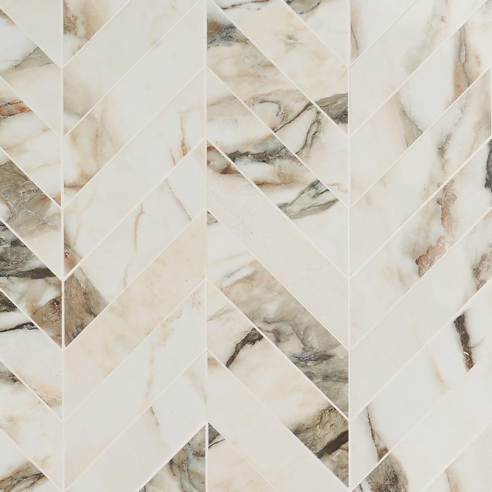 Calacatta Rustico Polished Porcelain Chevron Mosaic Tile