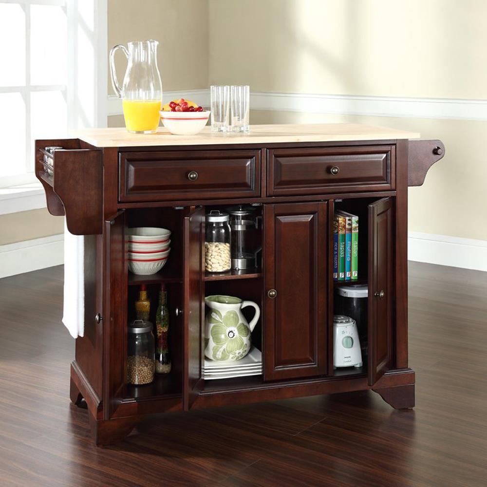 Crosley Furniture Brown Composite Base with Composite Wood Top Kitchen Island (18-in x 52-in x 34-in)