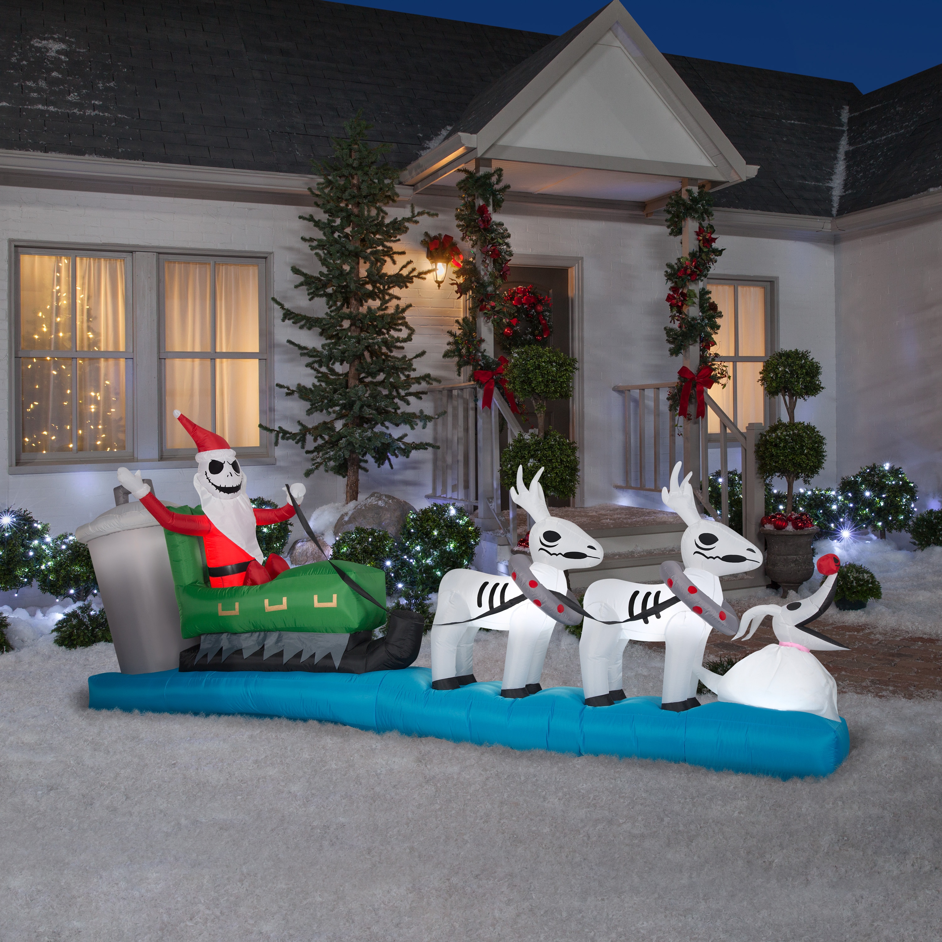 CHRISTMAS 11.5 FT JACK SKELLINGTON ZERO SLED SLEIGH Airblown Inflatable GEMMY