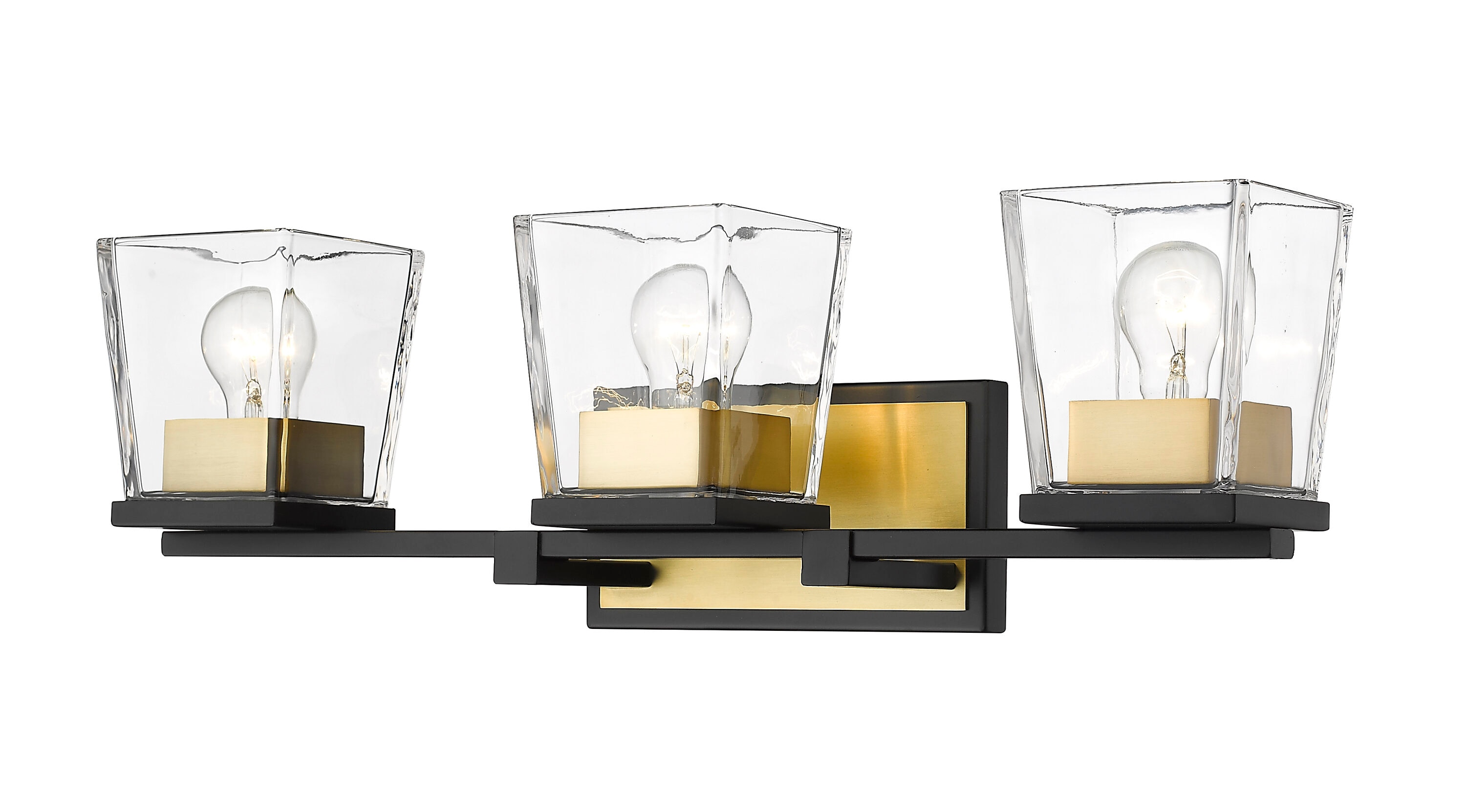 Z-Lite 475-3V-MB-OBR Bleeker Street 25-in 3-Light Matte Black + Olde Brass Transitional Vanity Light
