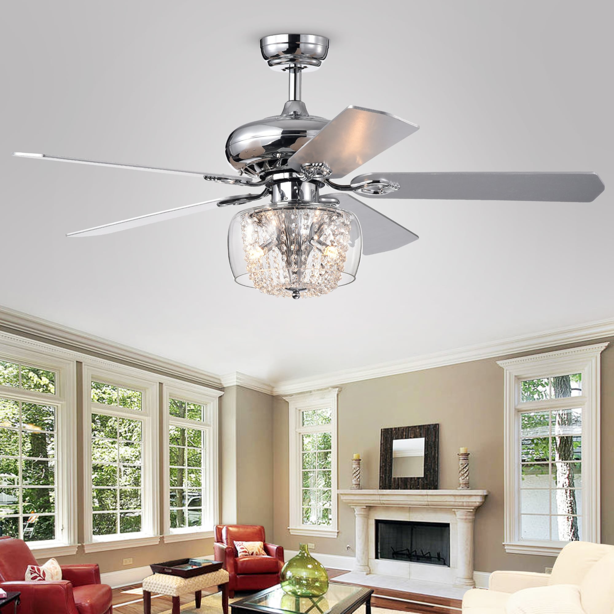 Edvivi Emeline 52-in Chrome Indoor Ceiling Fan with Light and Remote (5 ...