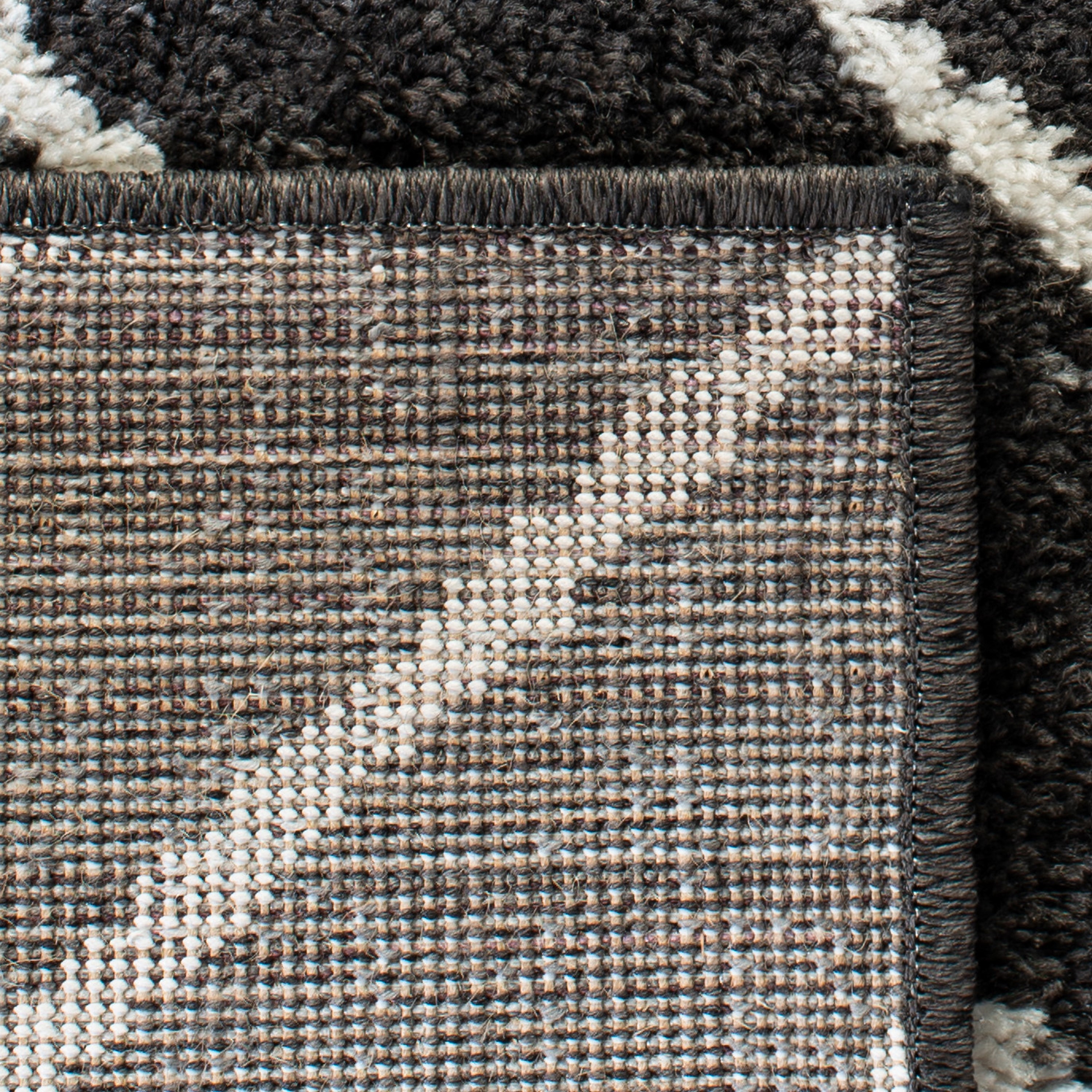 Brown and Ivory Geometric Hand-Knotted Runner Rug