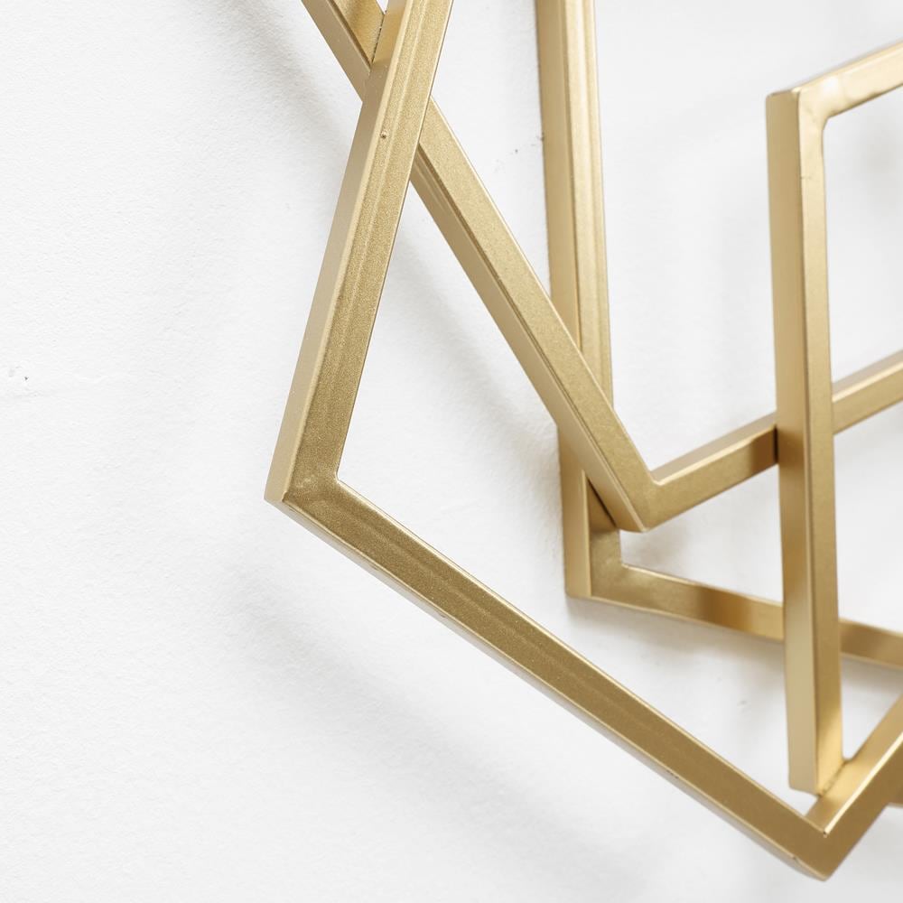 LuxenHome Gold Iron Abstract Geometric Wall Sculpture, 47.4-Inch Wide
