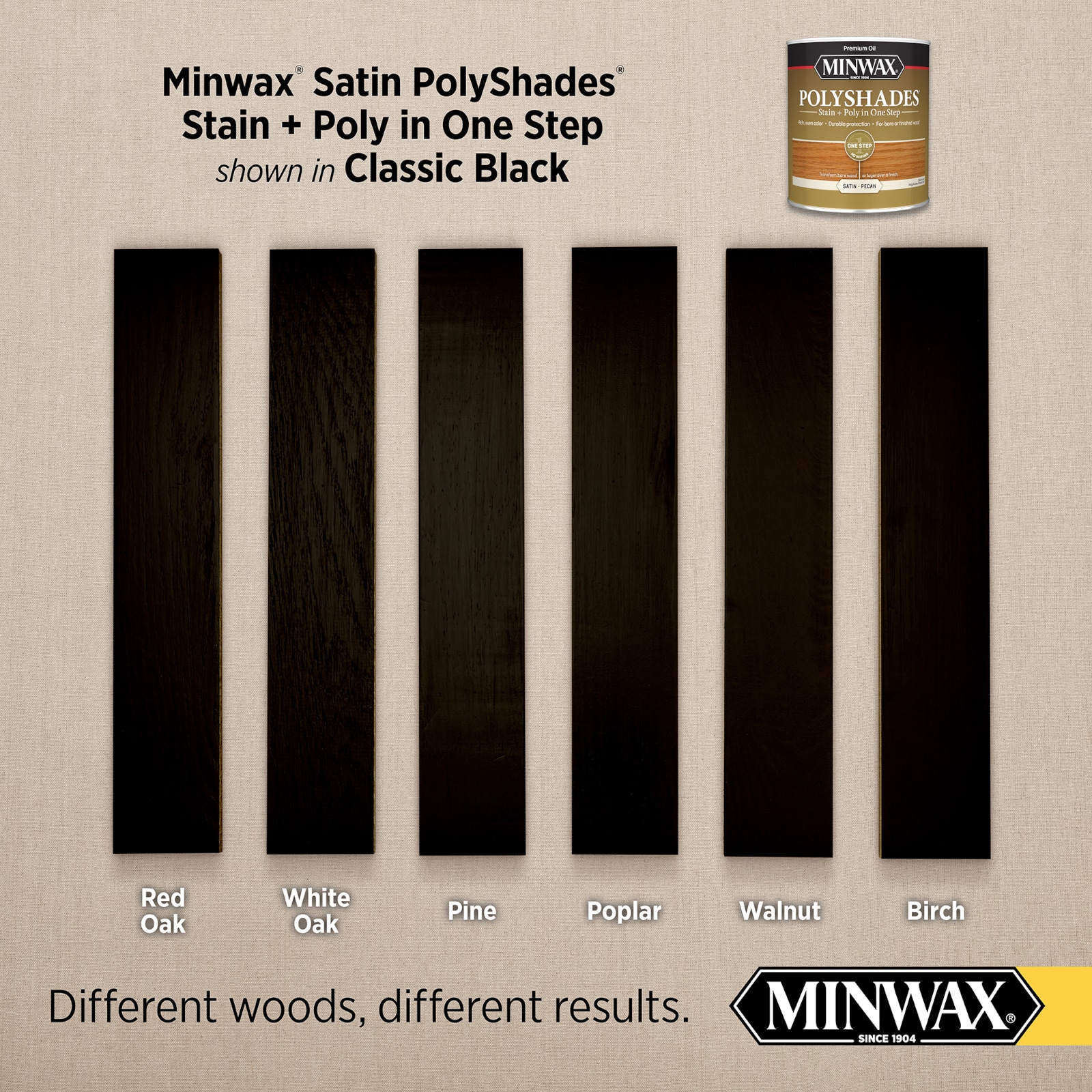 Minwax PolyShades Wood Stain + Polyurethane Finish – Quart, Classic Black,  Satin - Household Wood Stains 