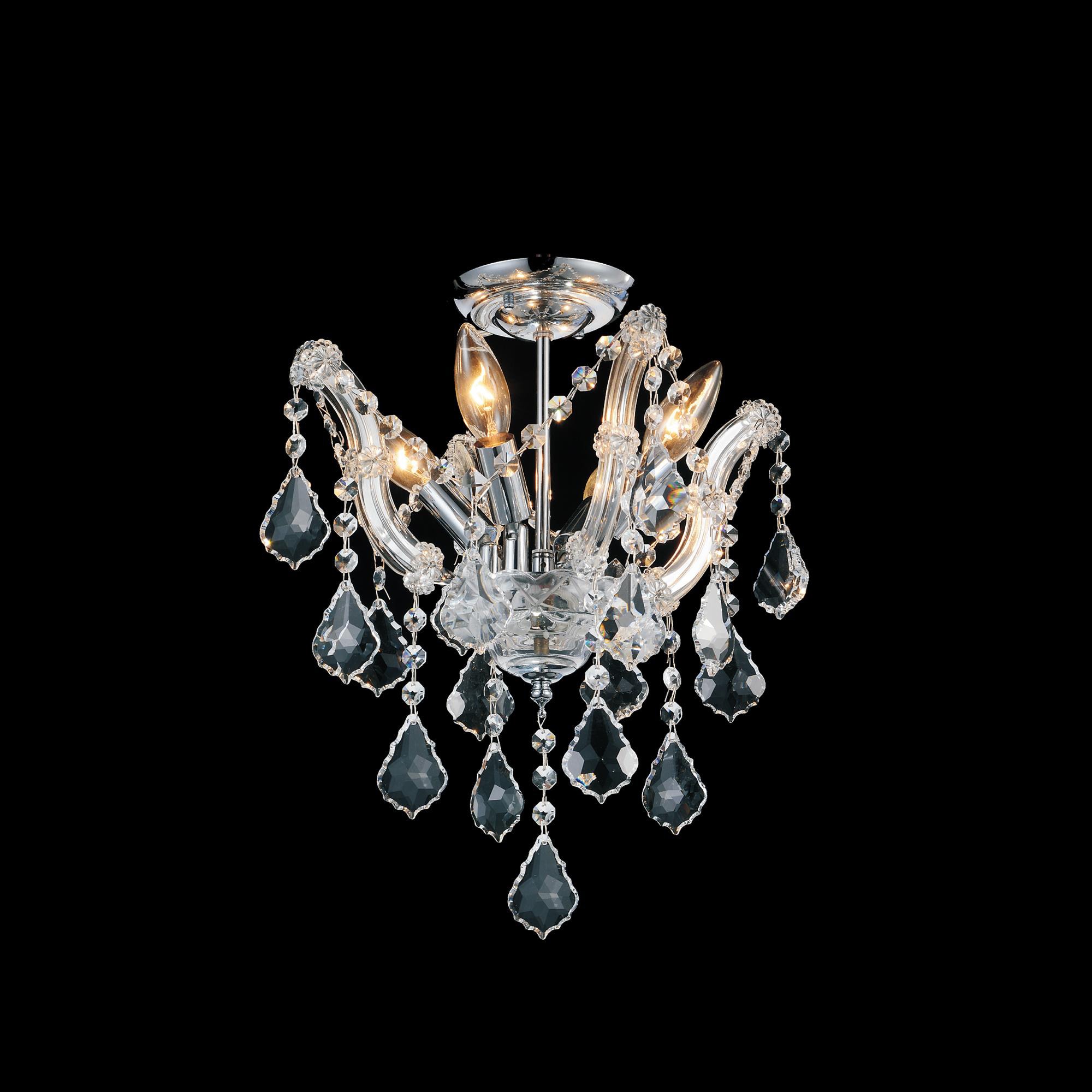 CWI Lighting 8418C14C-4(CLEAR) Payton 4 -Light 14.0-in Chrome Flush Mount Light