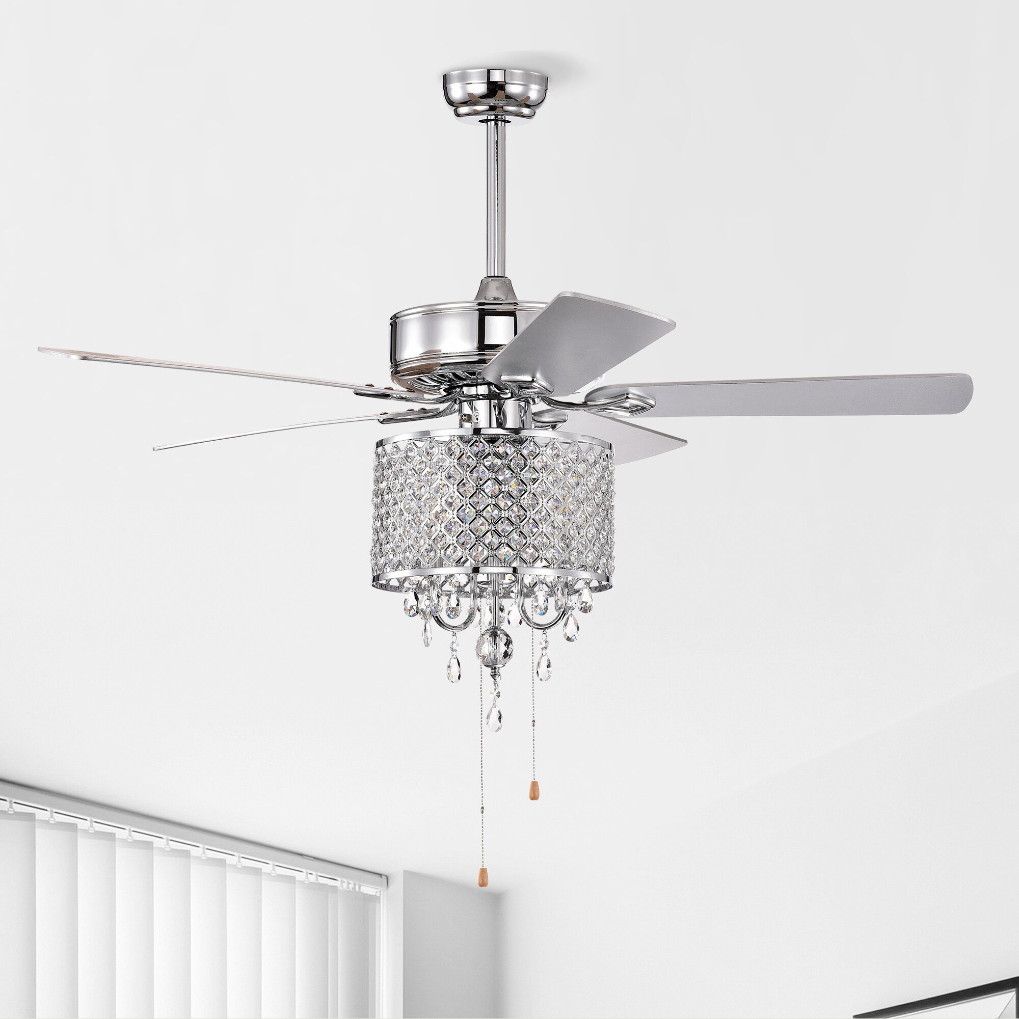 BABOOM BOM-5962ORYU 52-in Outdoor Chrome with Sliver Blades Ceiling Fan Light Kit Compatible ( 5 -Blade )