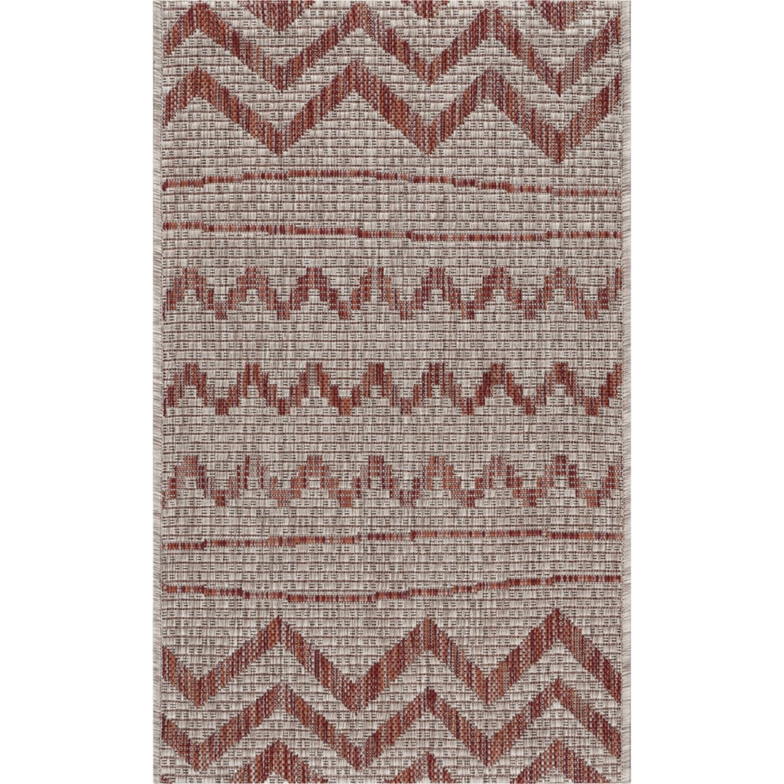 HomeRoots 4000396226 2 x 3 (ft) Polypropylene Beige Red Rectangular Indoor/Outdoor Area rug