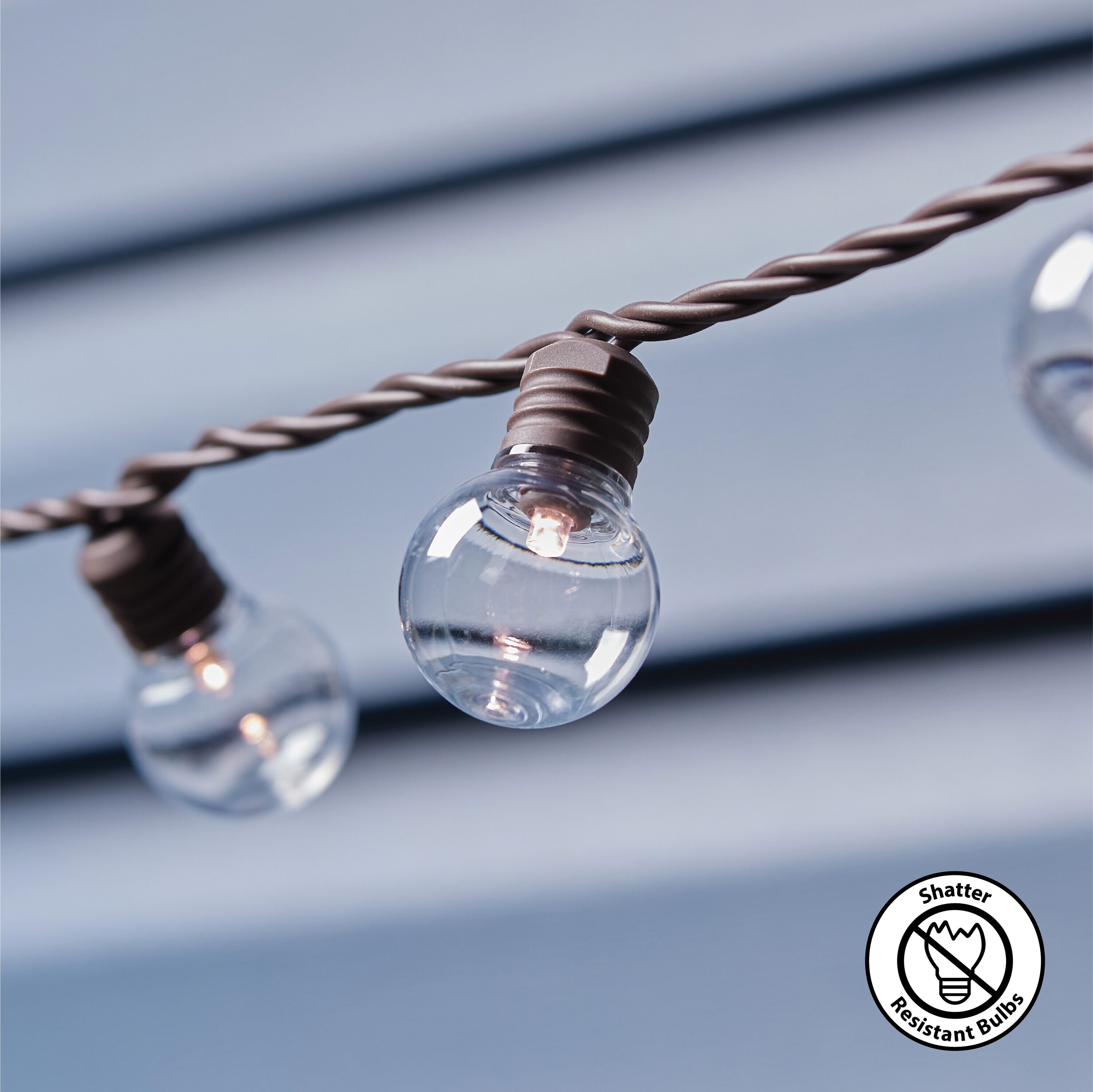 allen + roth 34-ft Plug-in Brown Indoor/Outdoor String Light with 100 White LED Globe Bulbs